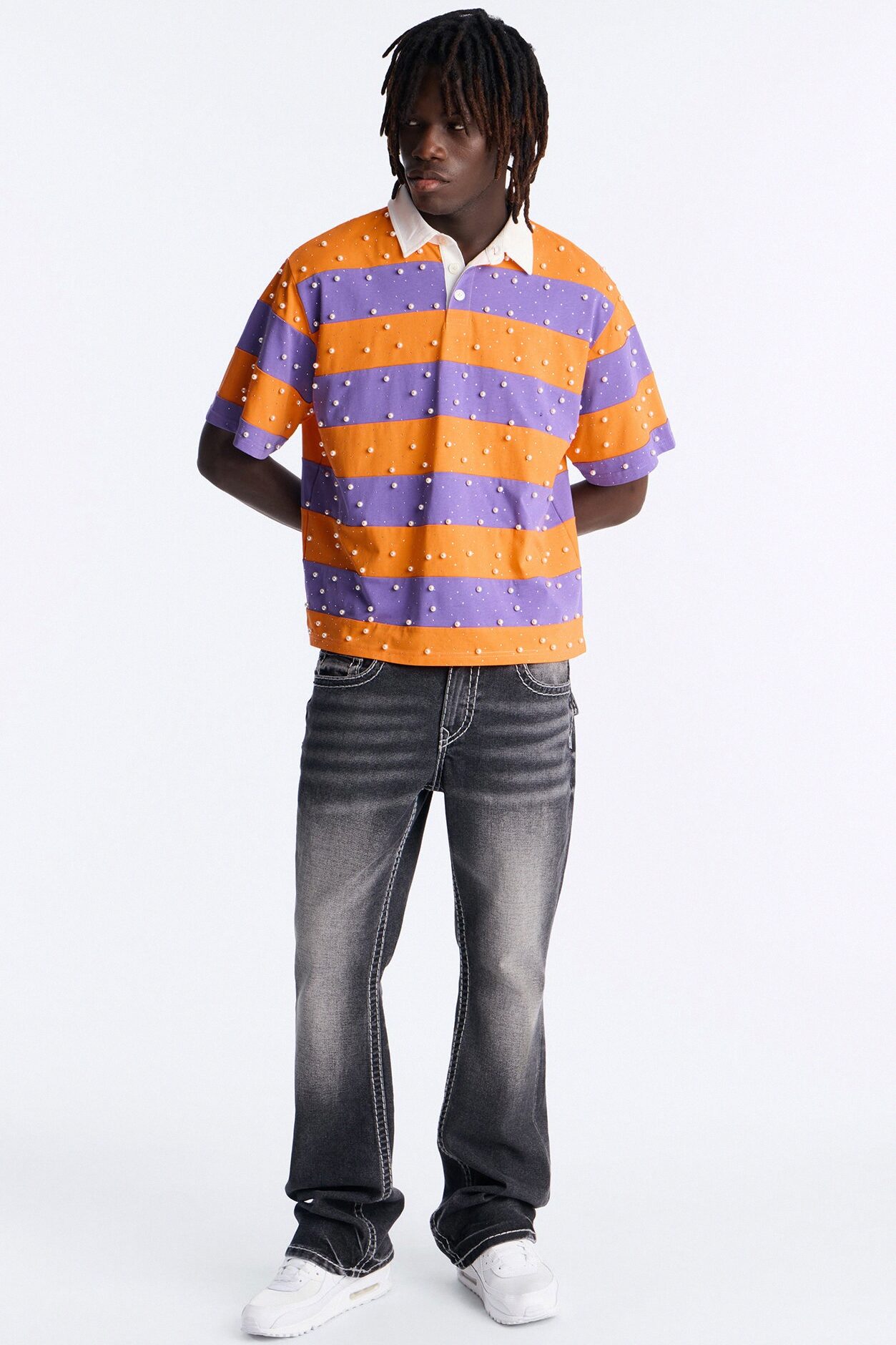 Relaxed Marginalia Pearl Stripe Polo - Orange/combo