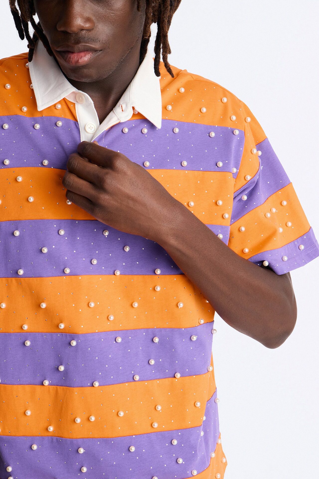 Relaxed Marginalia Pearl Stripe Polo - Orange/combo