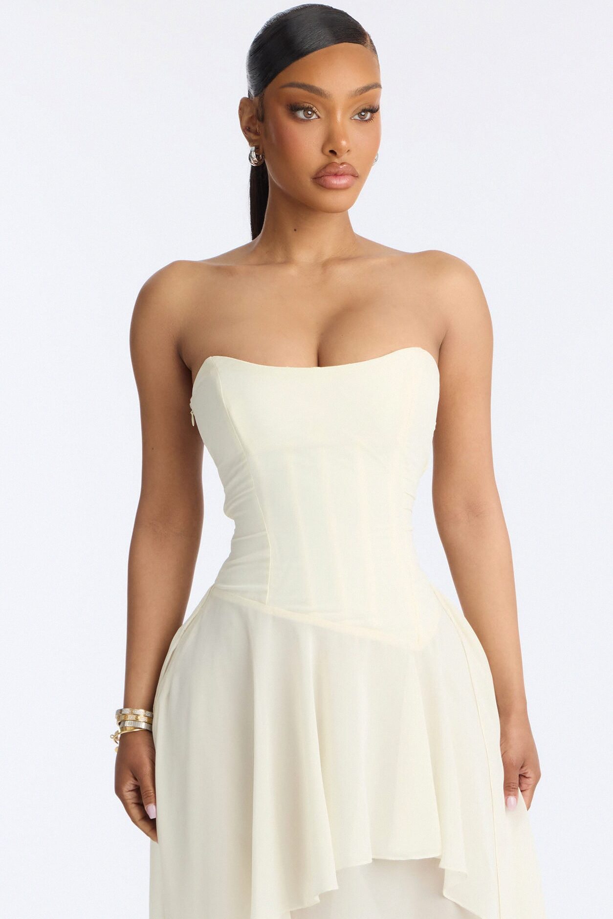 Effortless Charm Chiffon Gown - Ivory