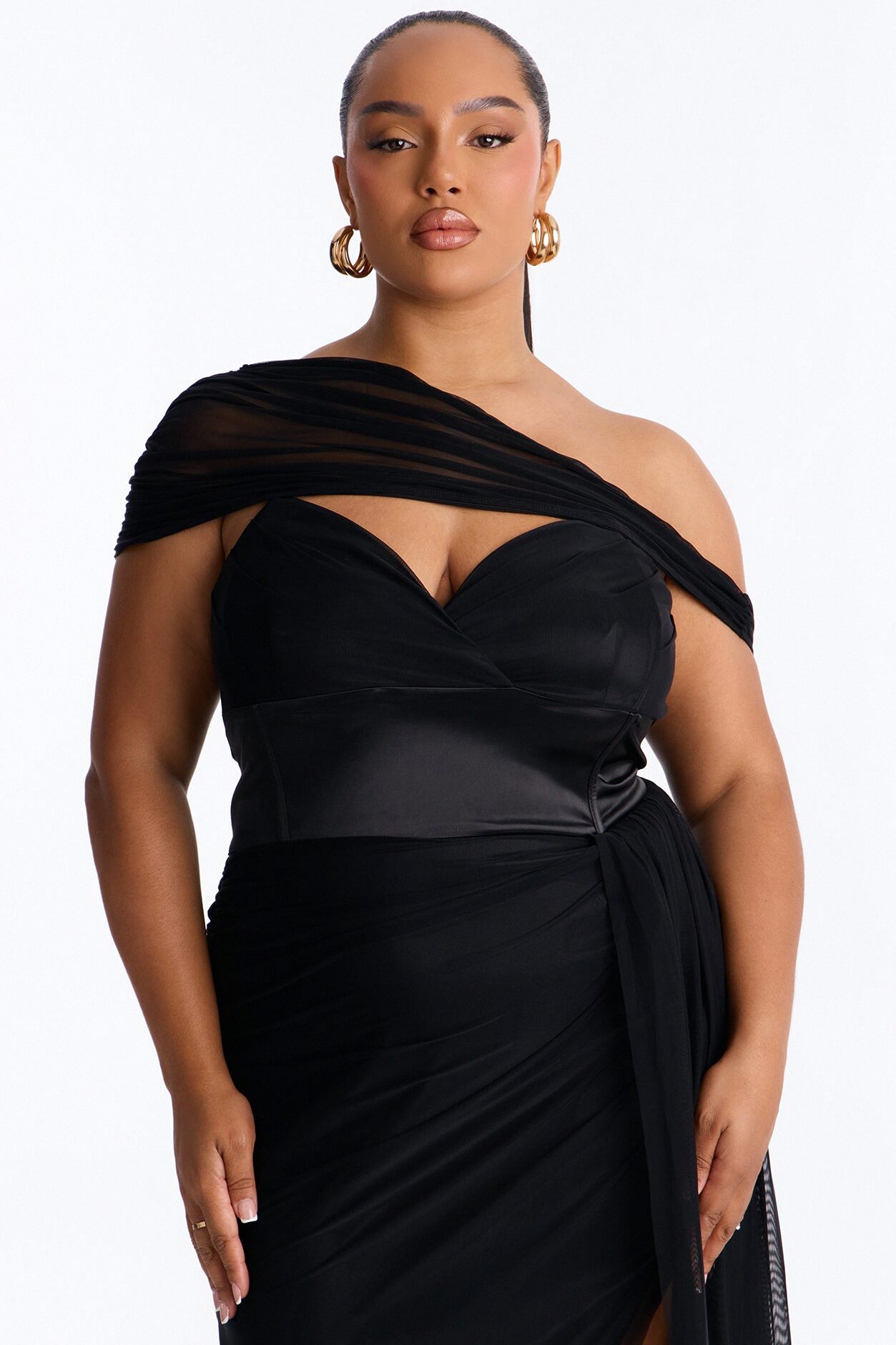 Lorraine Satin Maxi Dress - Black