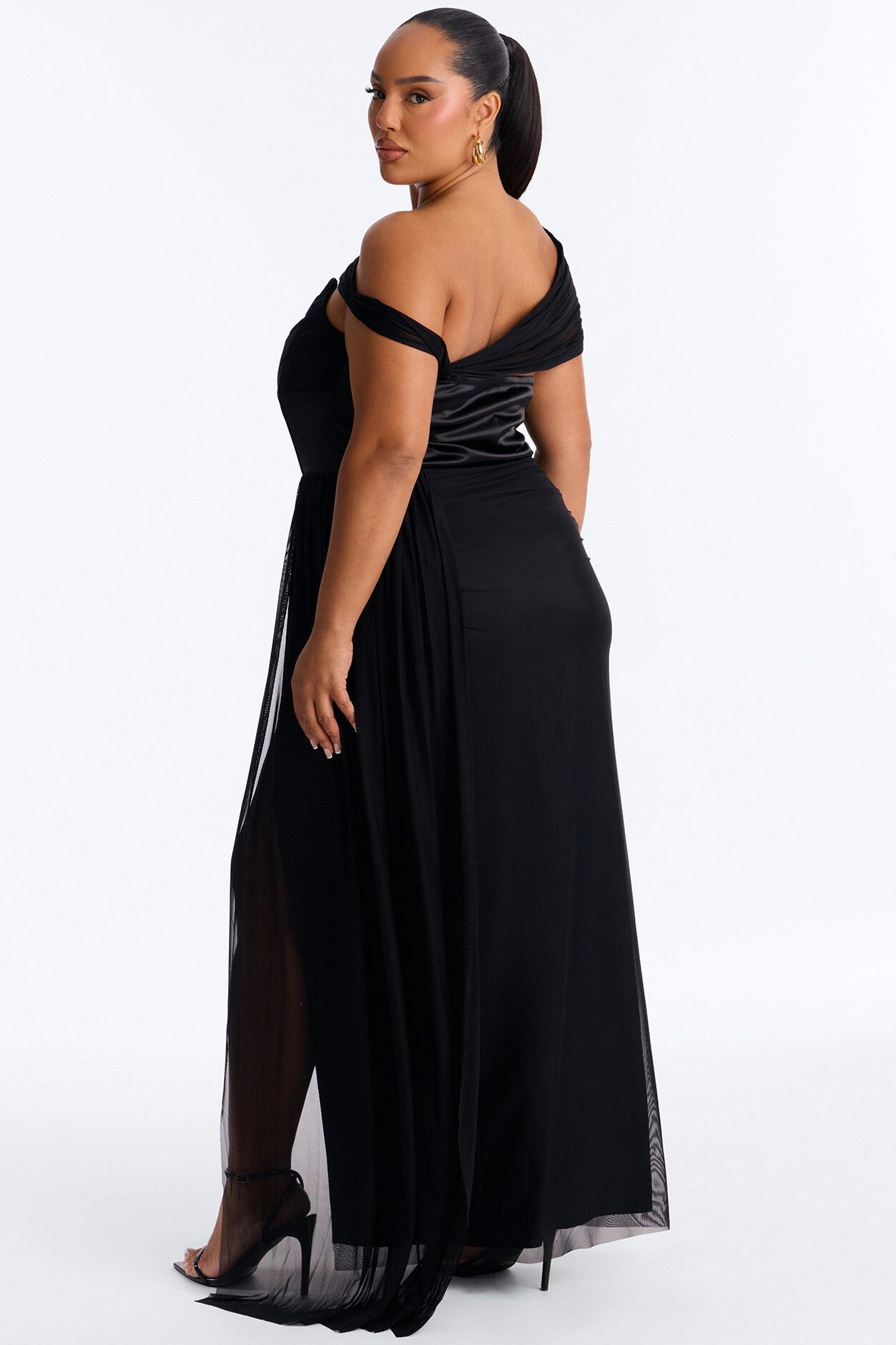 Lorraine Satin Maxi Dress - Black