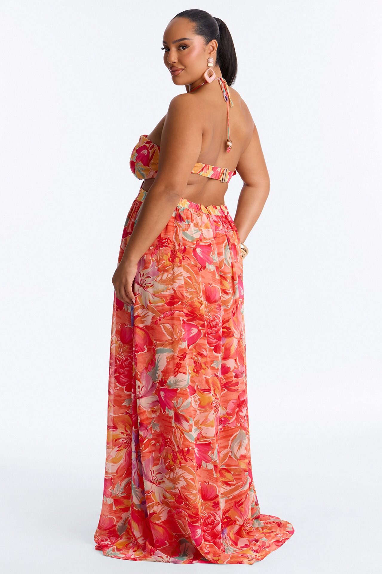 Daydream Darling Chiffon Maxi Dress - Coral/combo