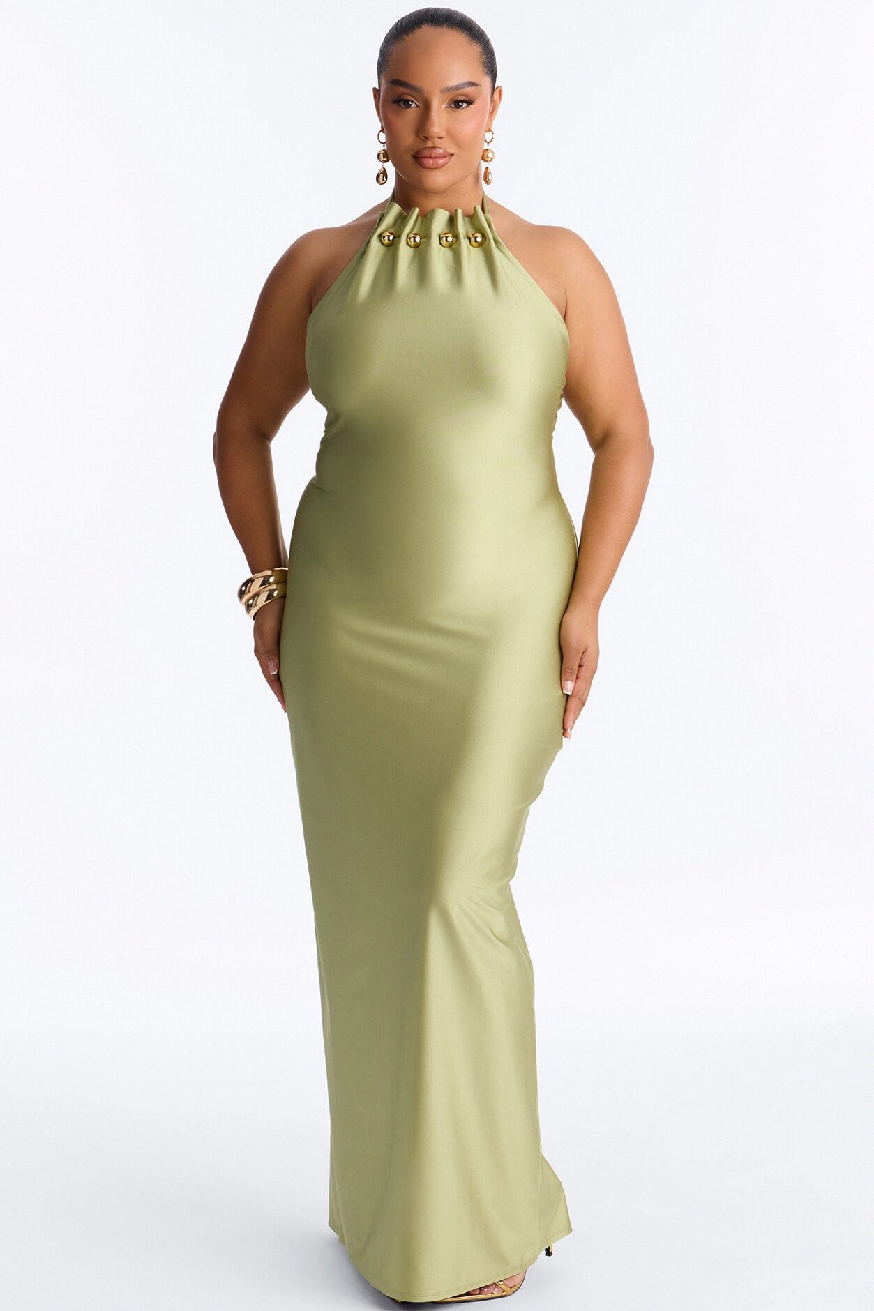 Solara Halter Maxi Dress - Olive