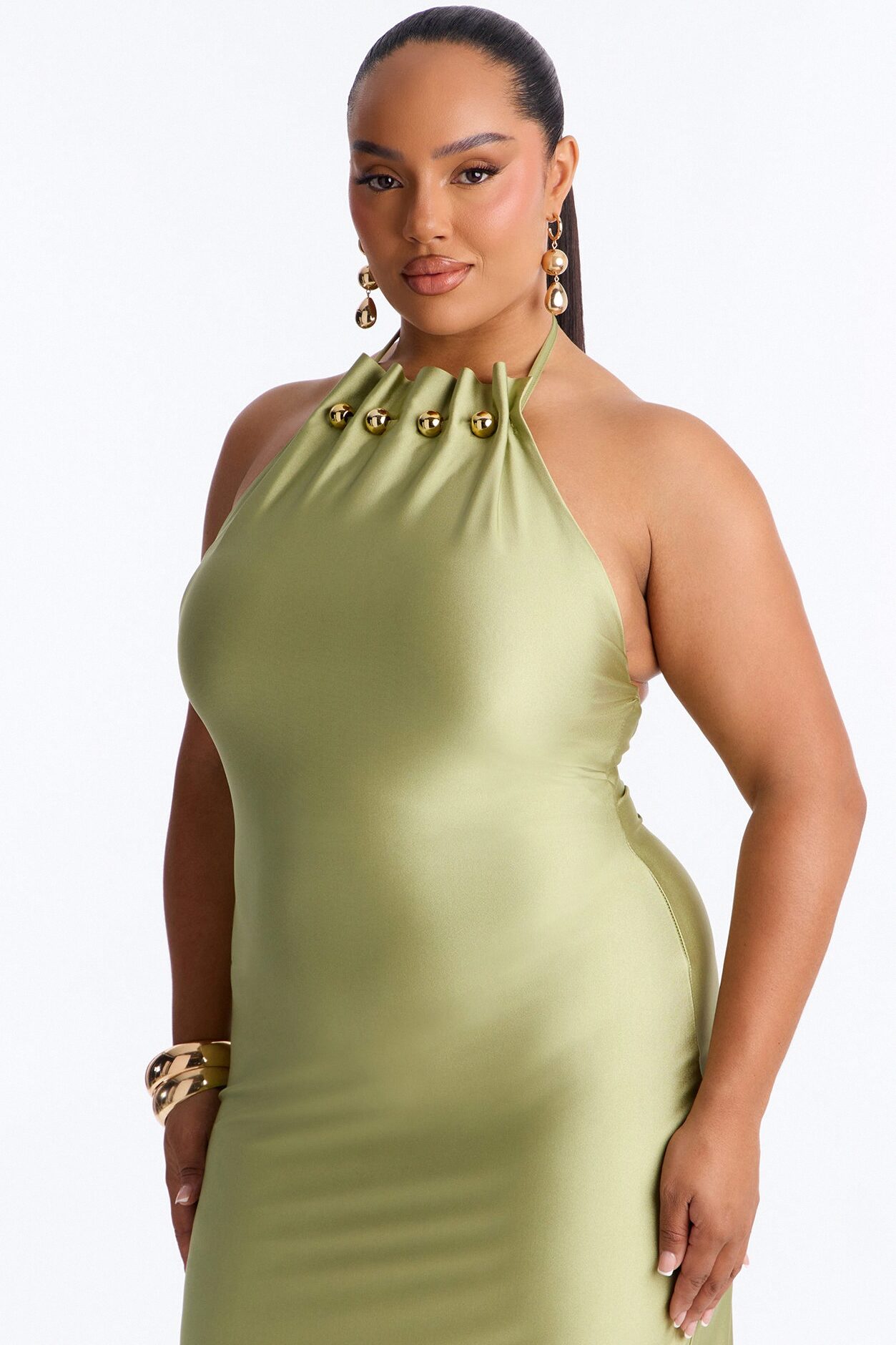 Solara Halter Maxi Dress - Olive