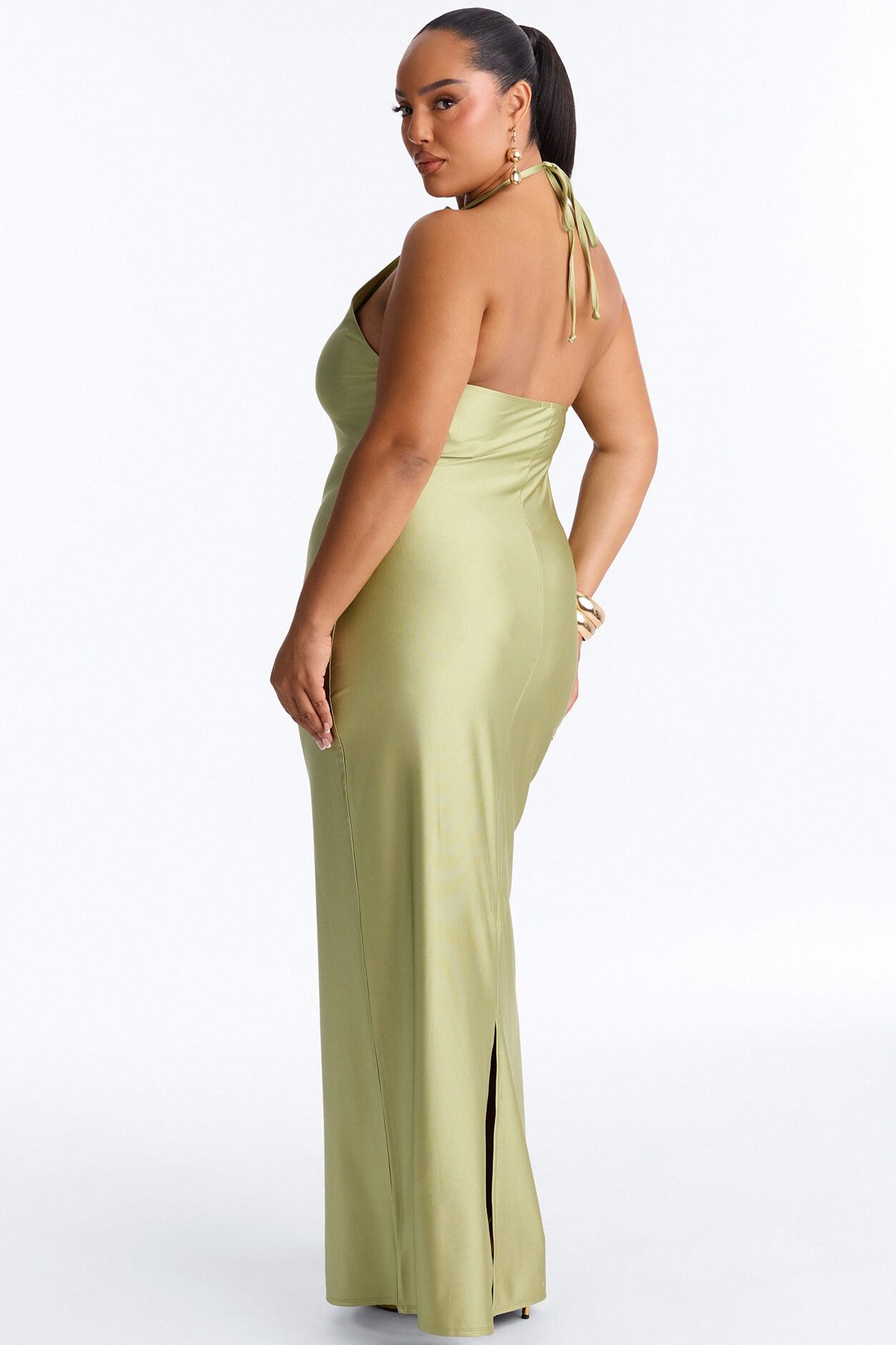 Solara Halter Maxi Dress - Olive