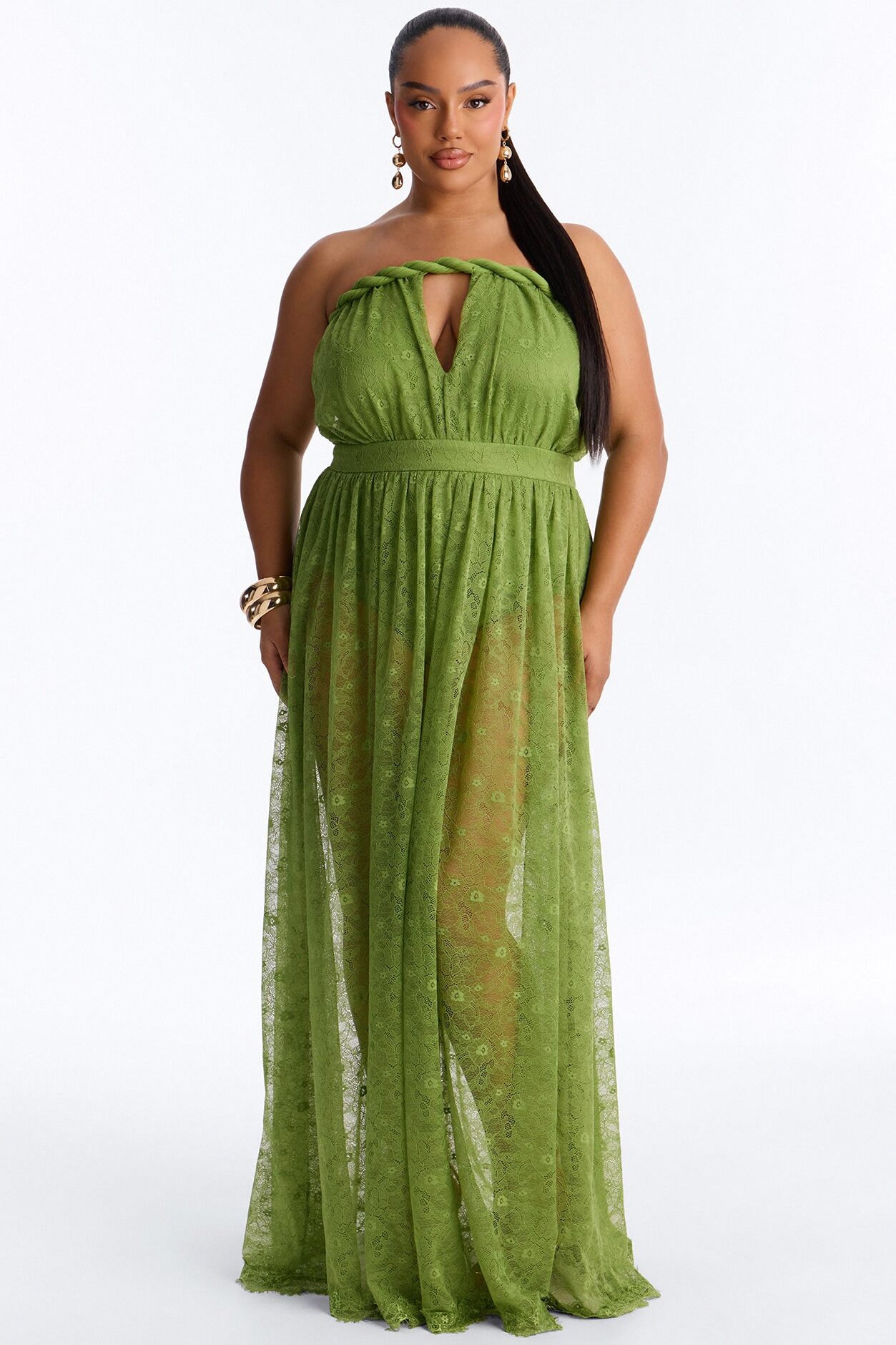 Came To Play Lace Maxi Dress - Green