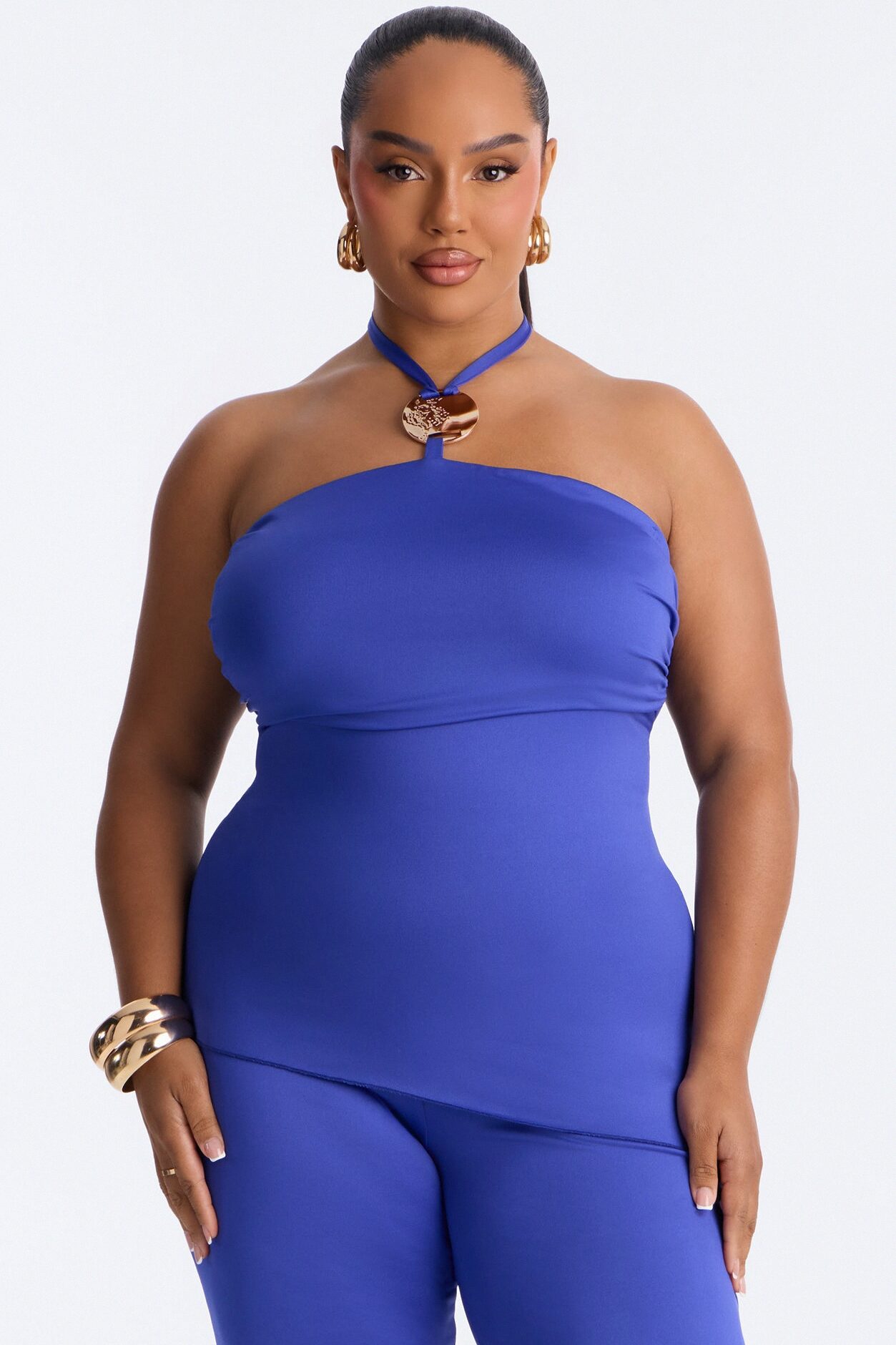 Karmen Asymmetrical Halter Pant Set - Royal