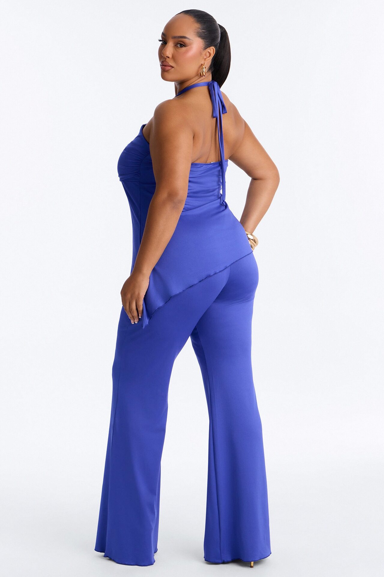 Karmen Asymmetrical Halter Pant Set - Royal