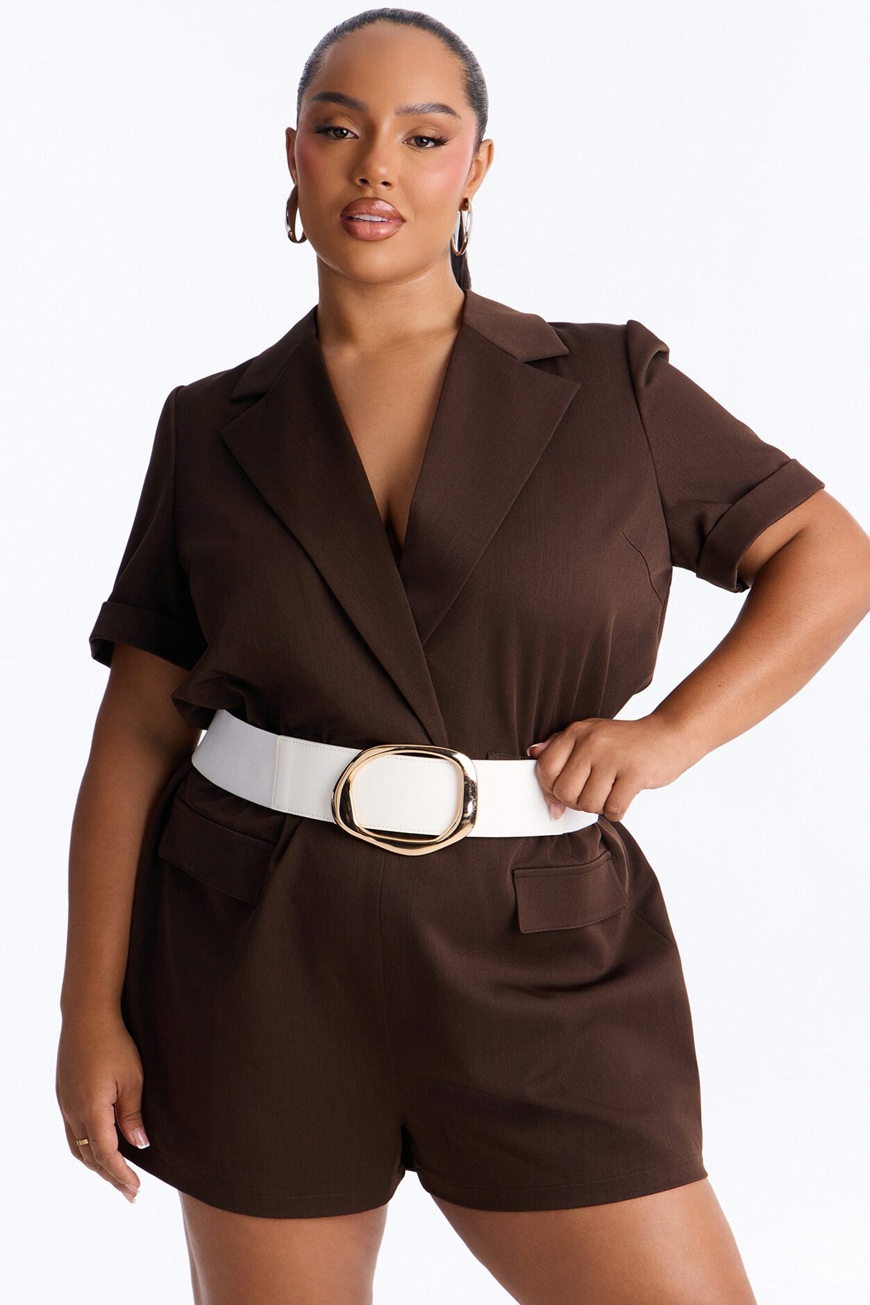 No Circling Back Wide Elastic Belt - Ivory