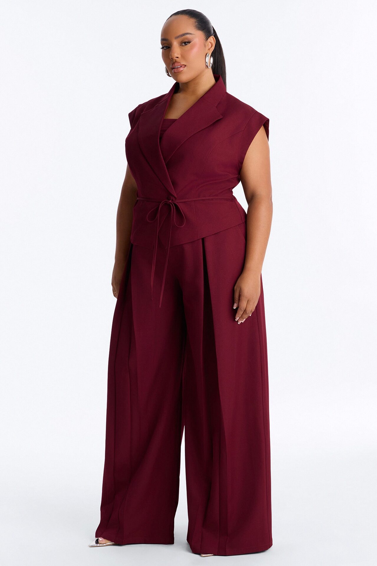 Going Places Blazer Pant Set - Burgundy