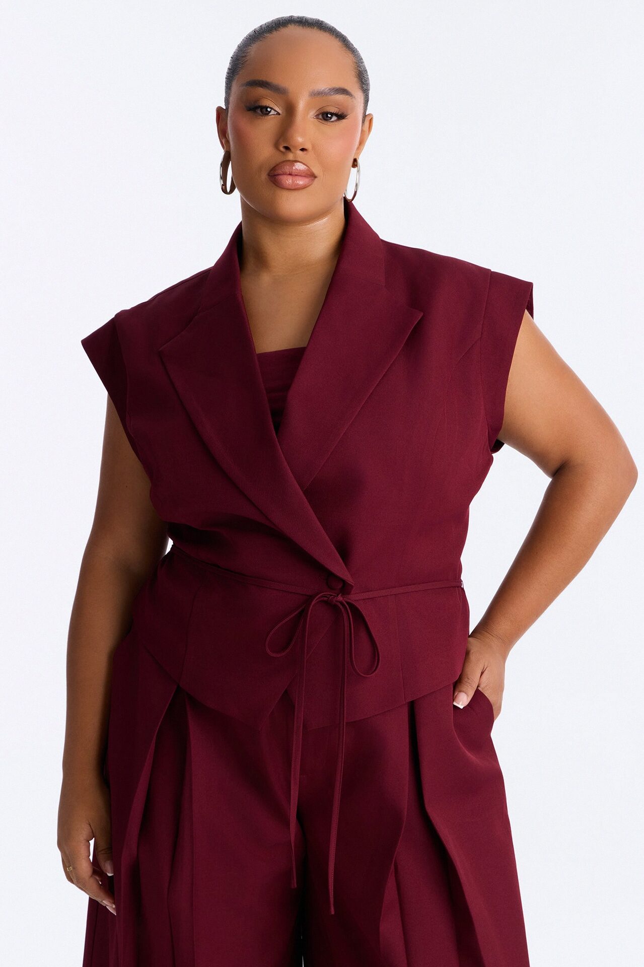 Going Places Blazer Pant Set - Burgundy