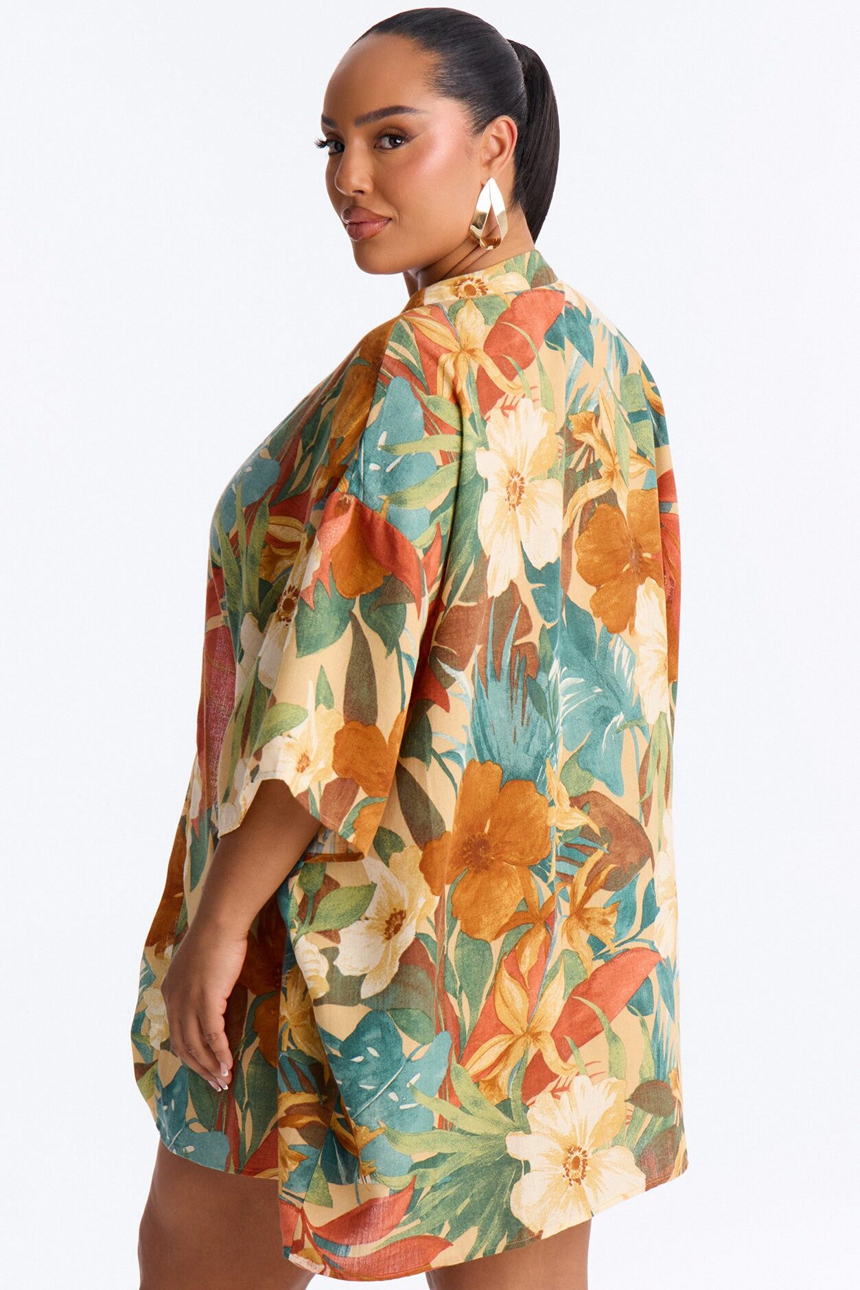 Relax & Renew Floral Linen Short Set - Green/combo