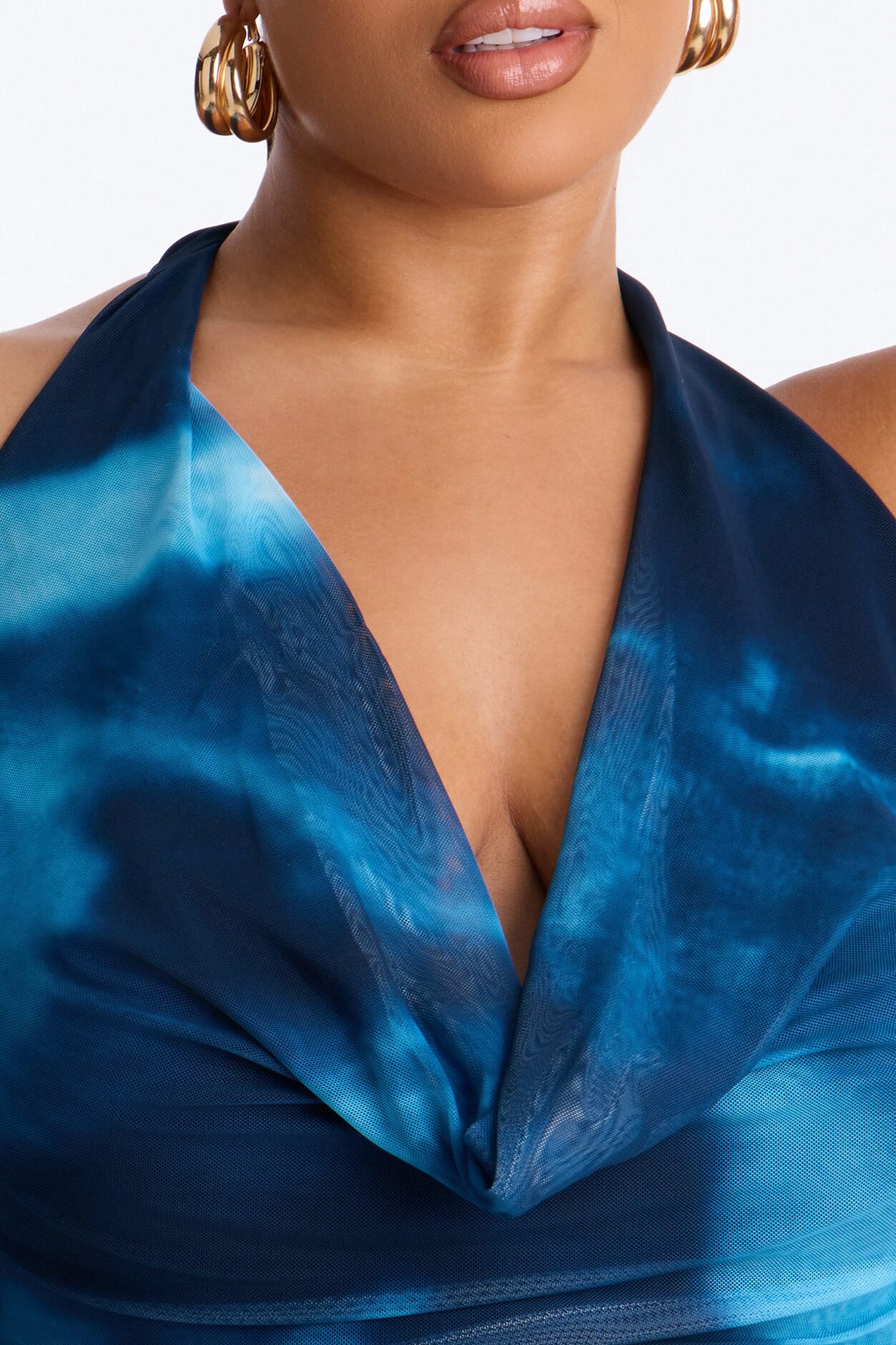 In The Shadows Mesh Maxi Dress - Blue/combo