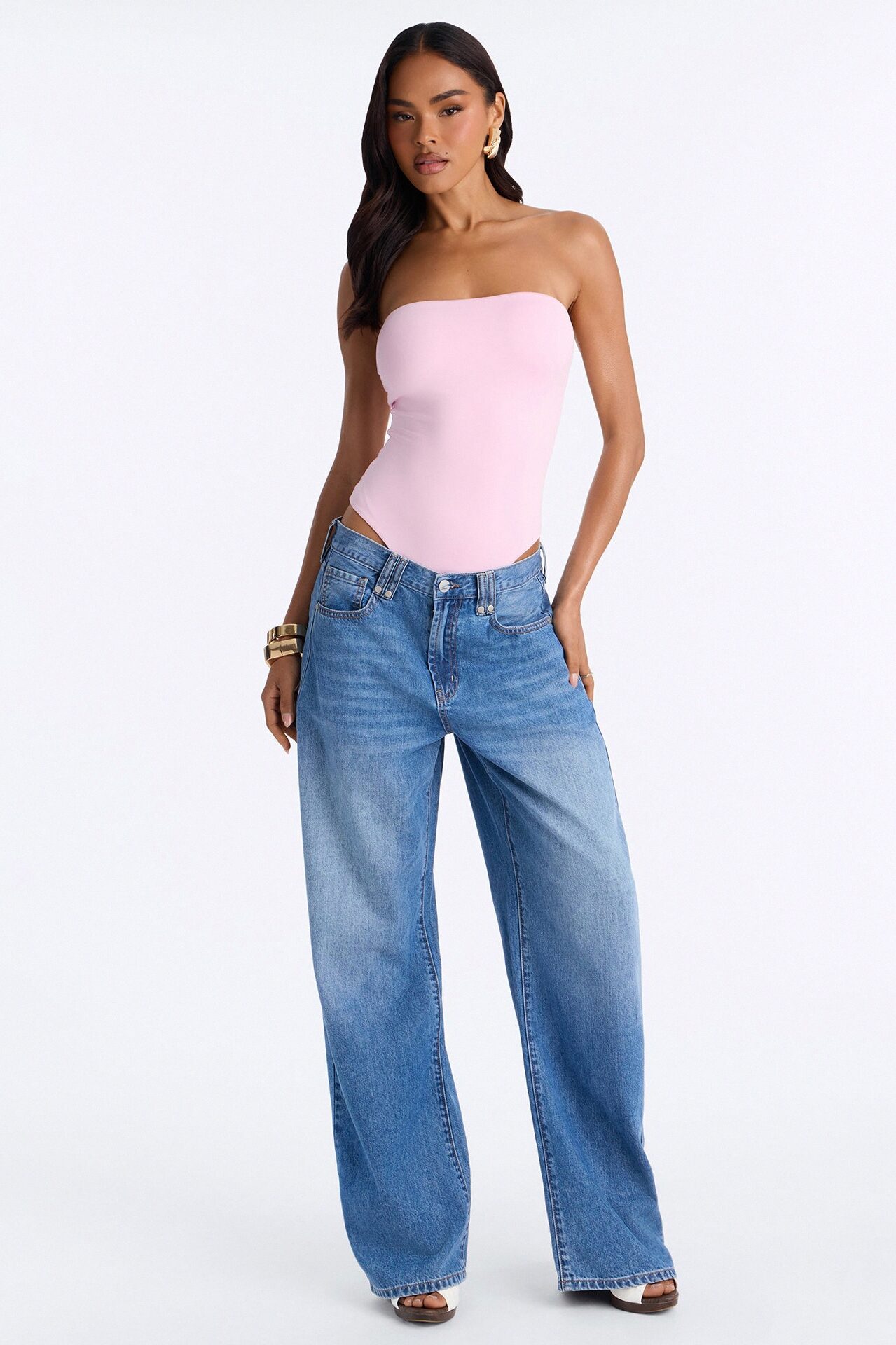 Contour Double Lined Strapless Bodysuit - Light Pink