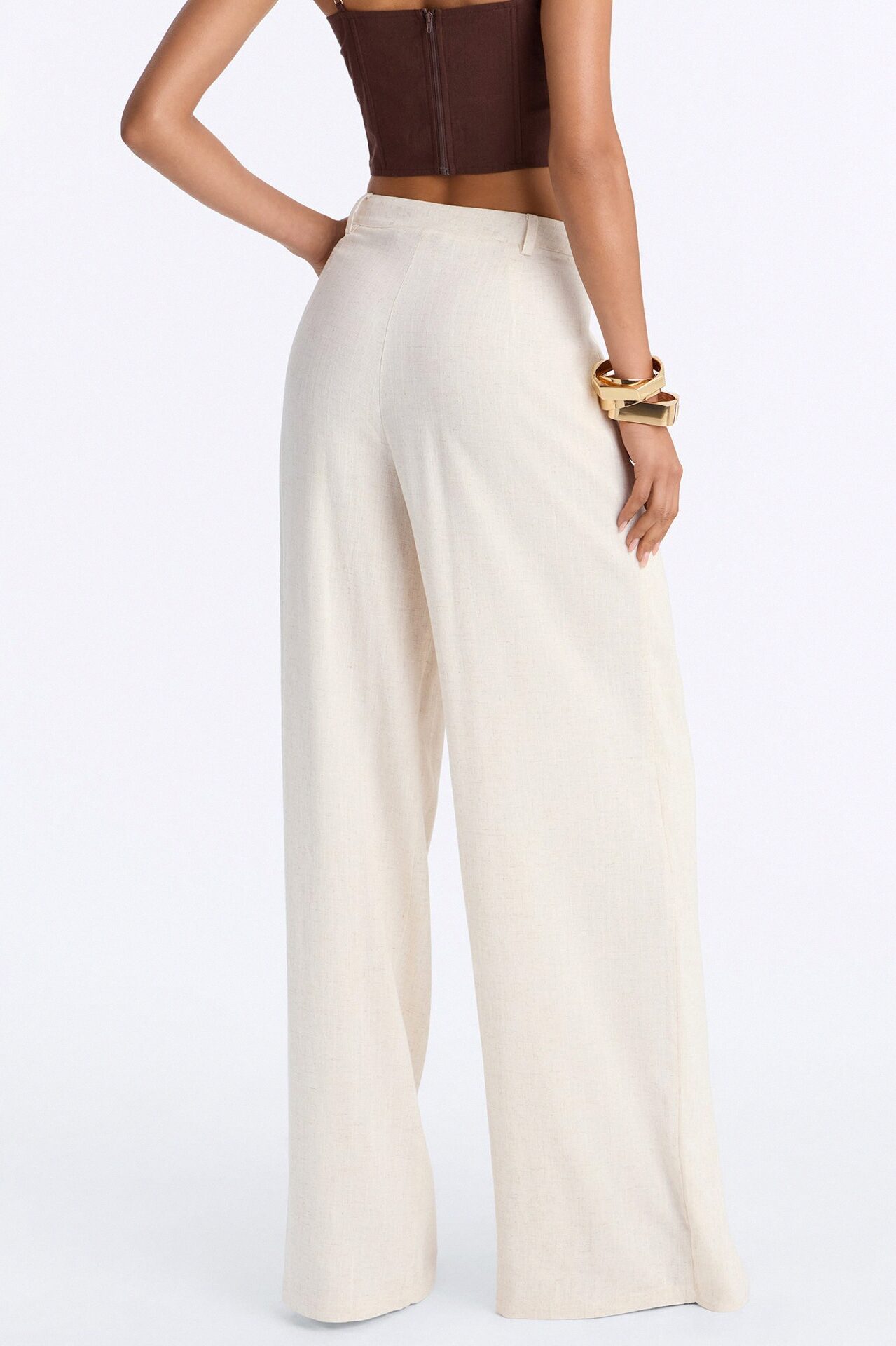 Tall Tailored Touch Wrap Front Linen Trouser - Natural