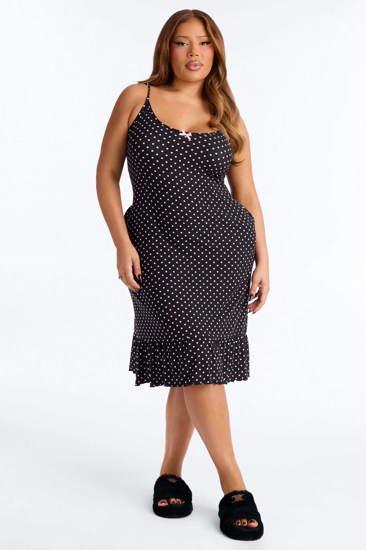 Midnight Blush Muse Ruffle PJ Sleep Dress - Black/Pink