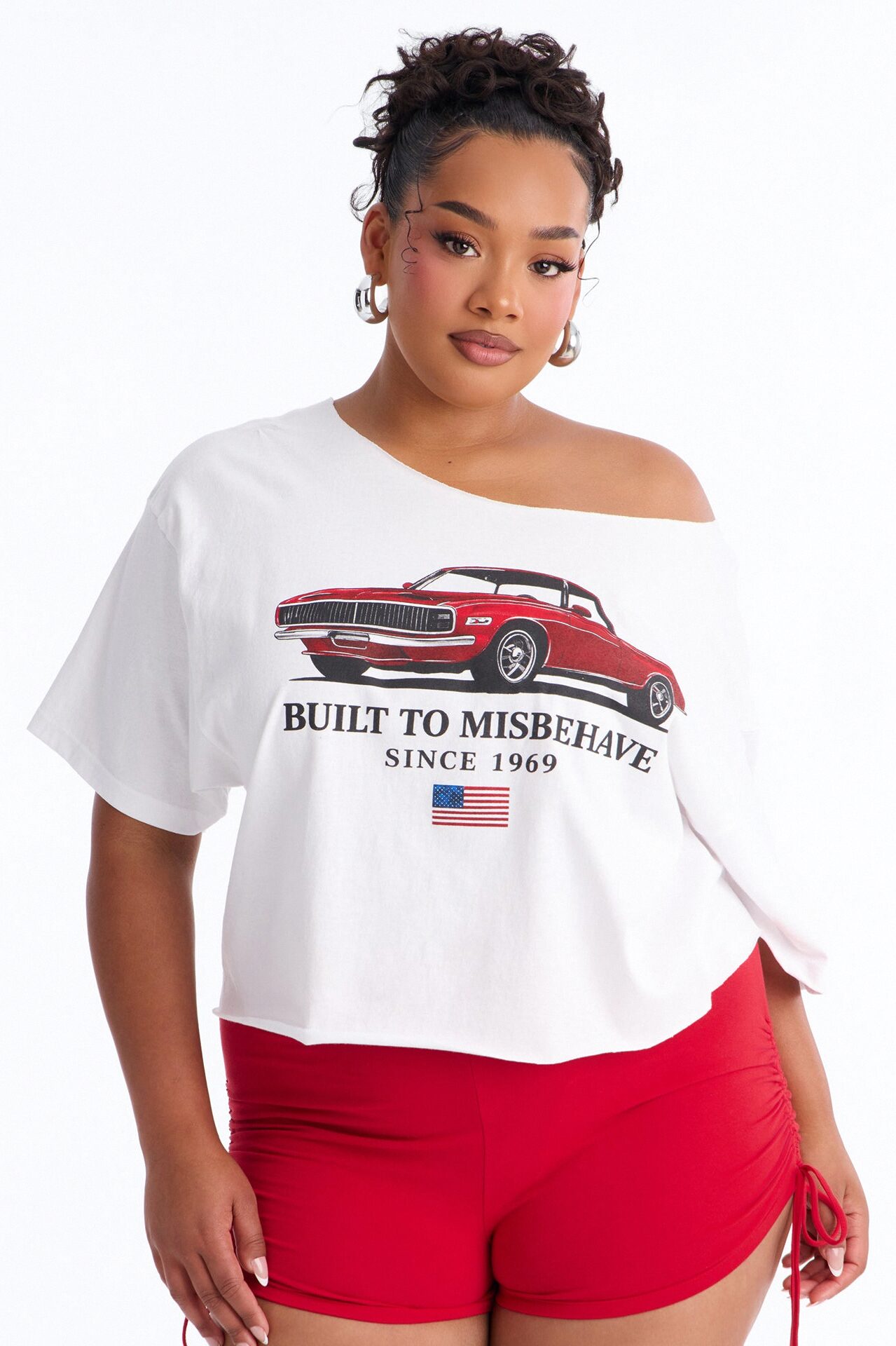 Built To Misbehave Off Shoulder Tee - White