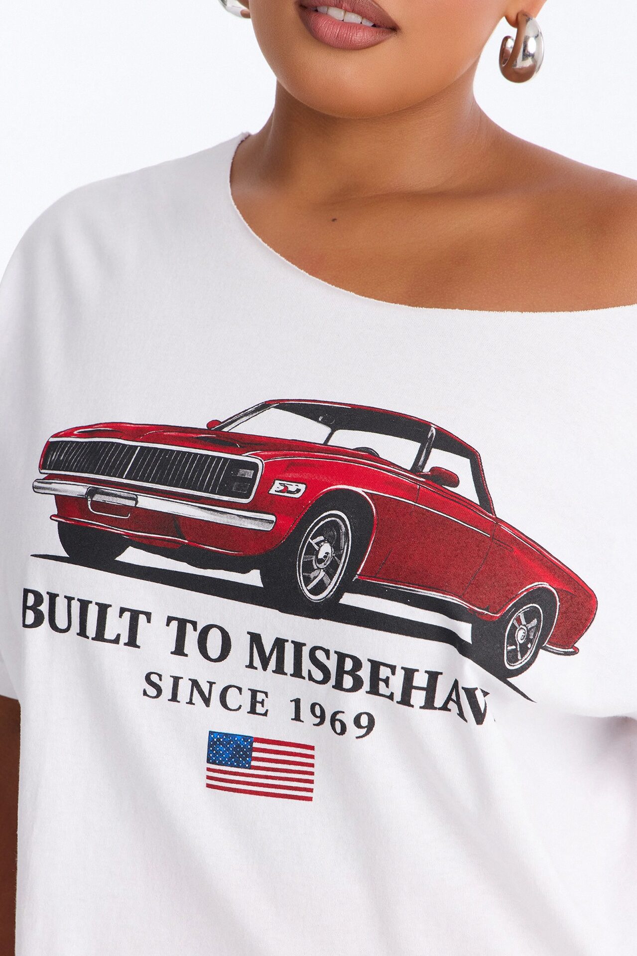 Built To Misbehave Off Shoulder Tee - White