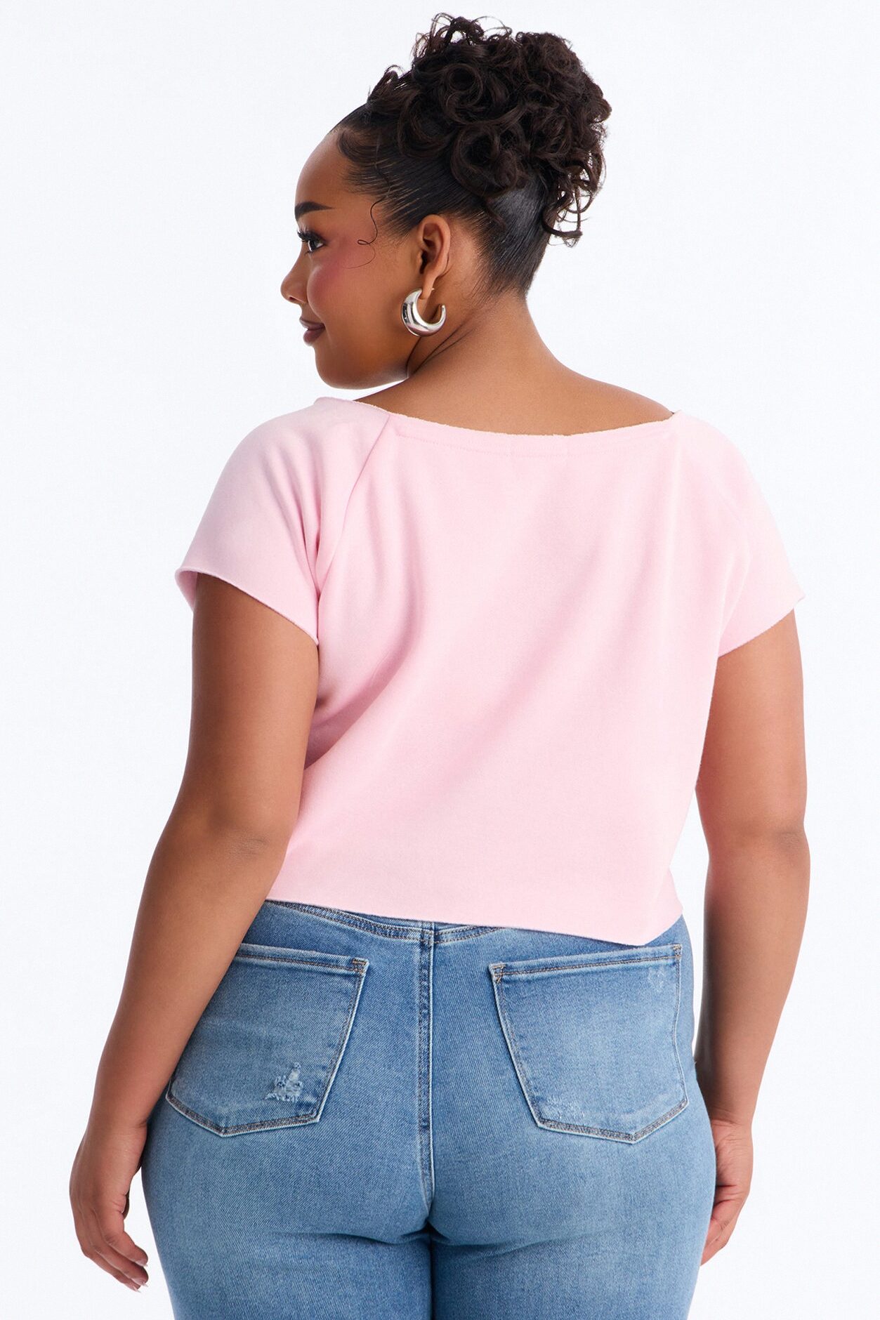 Not Your Average Ex Off Shoulder Washed Cropped Tee - Light Pink