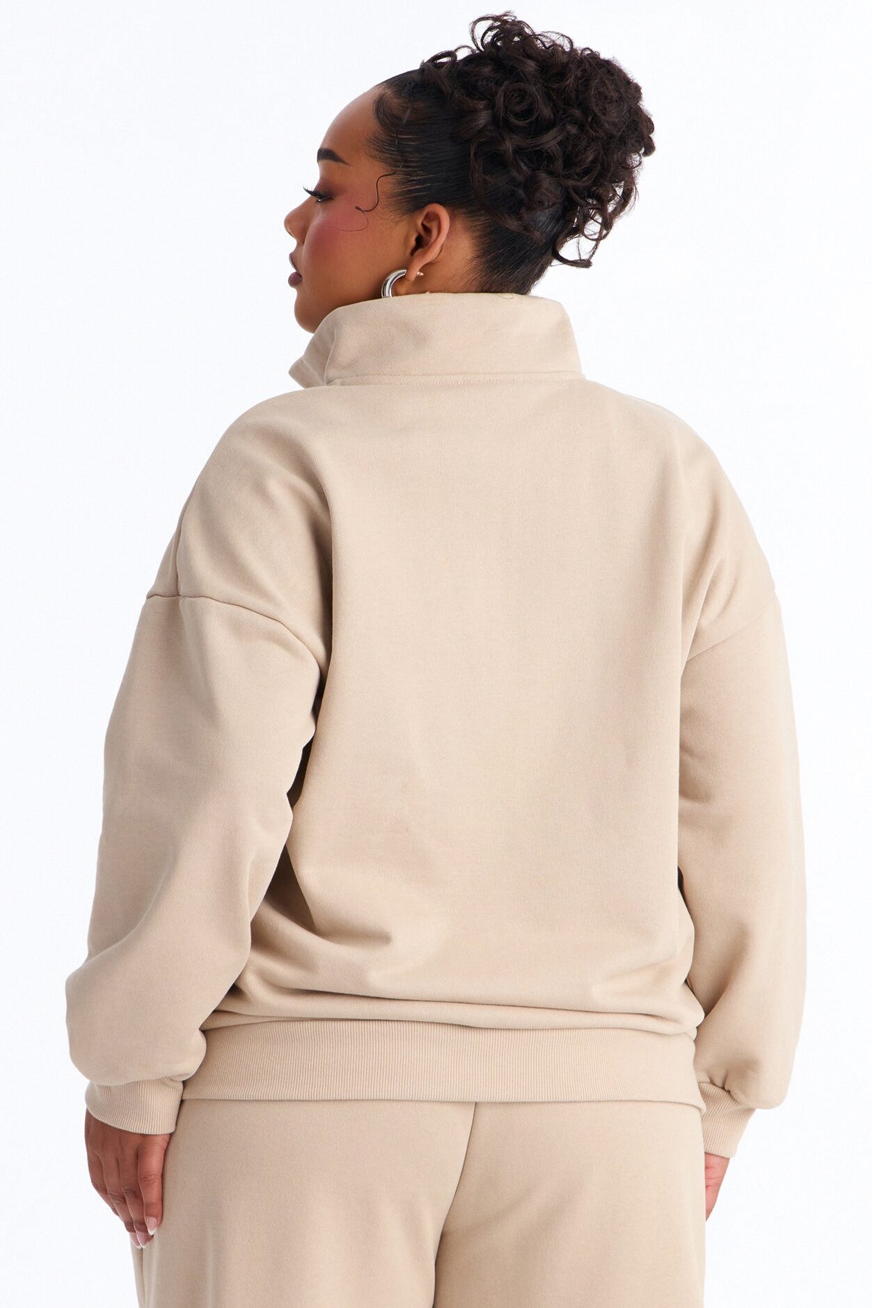 Libby Quarter Zip Fleece Sweatshirt - Taupe