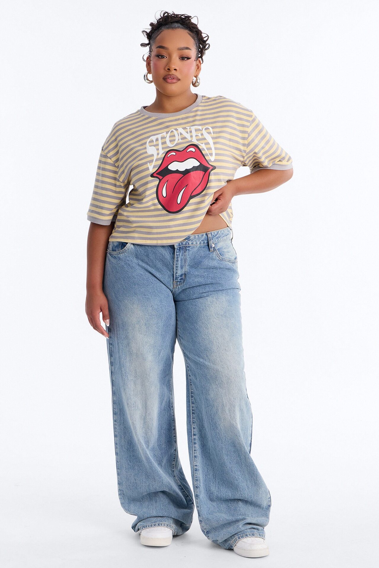 The Rolling Stones Stripe Crop Tee - Multi Color