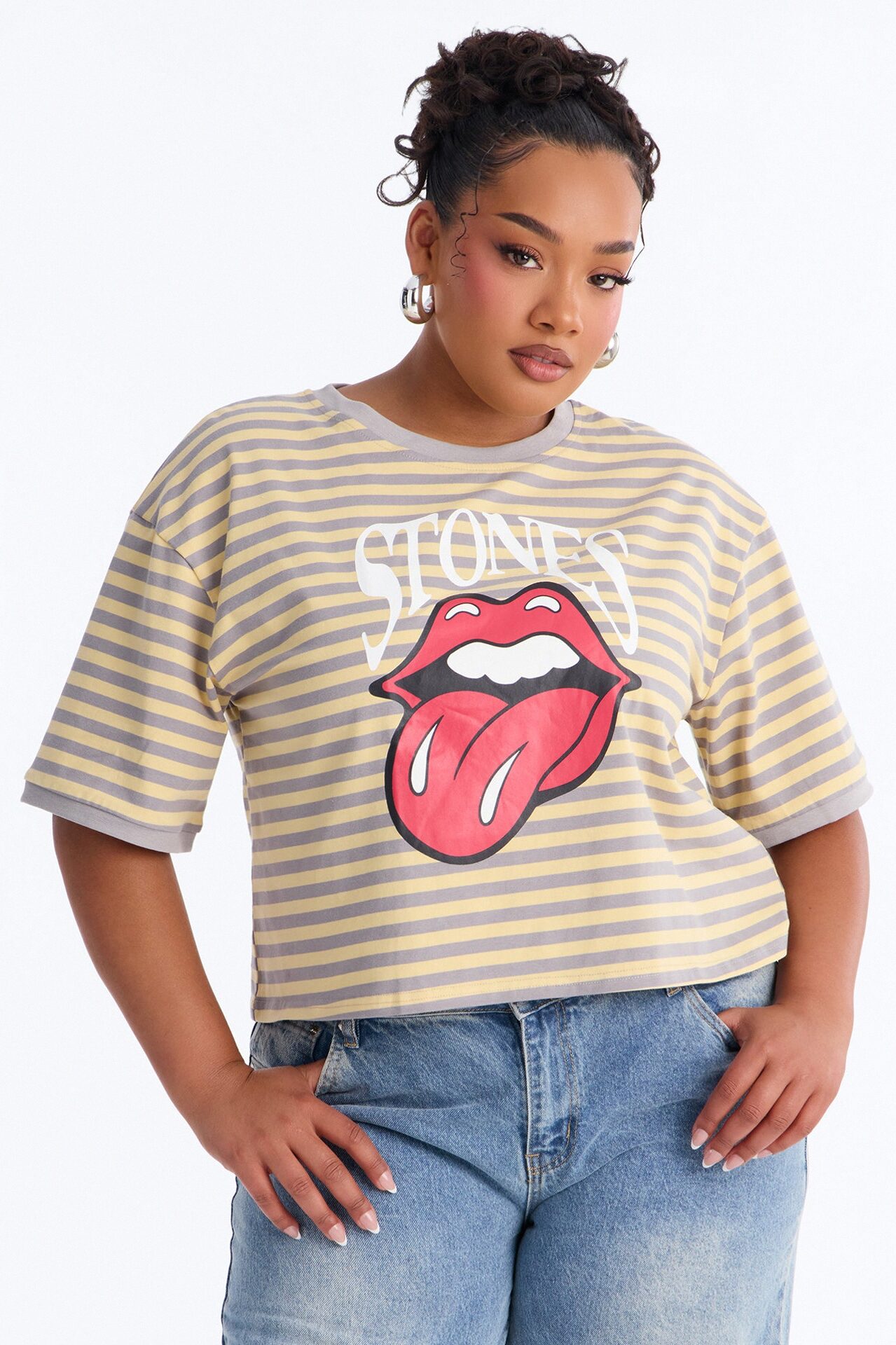 The Rolling Stones Stripe Crop Tee - Multi Color