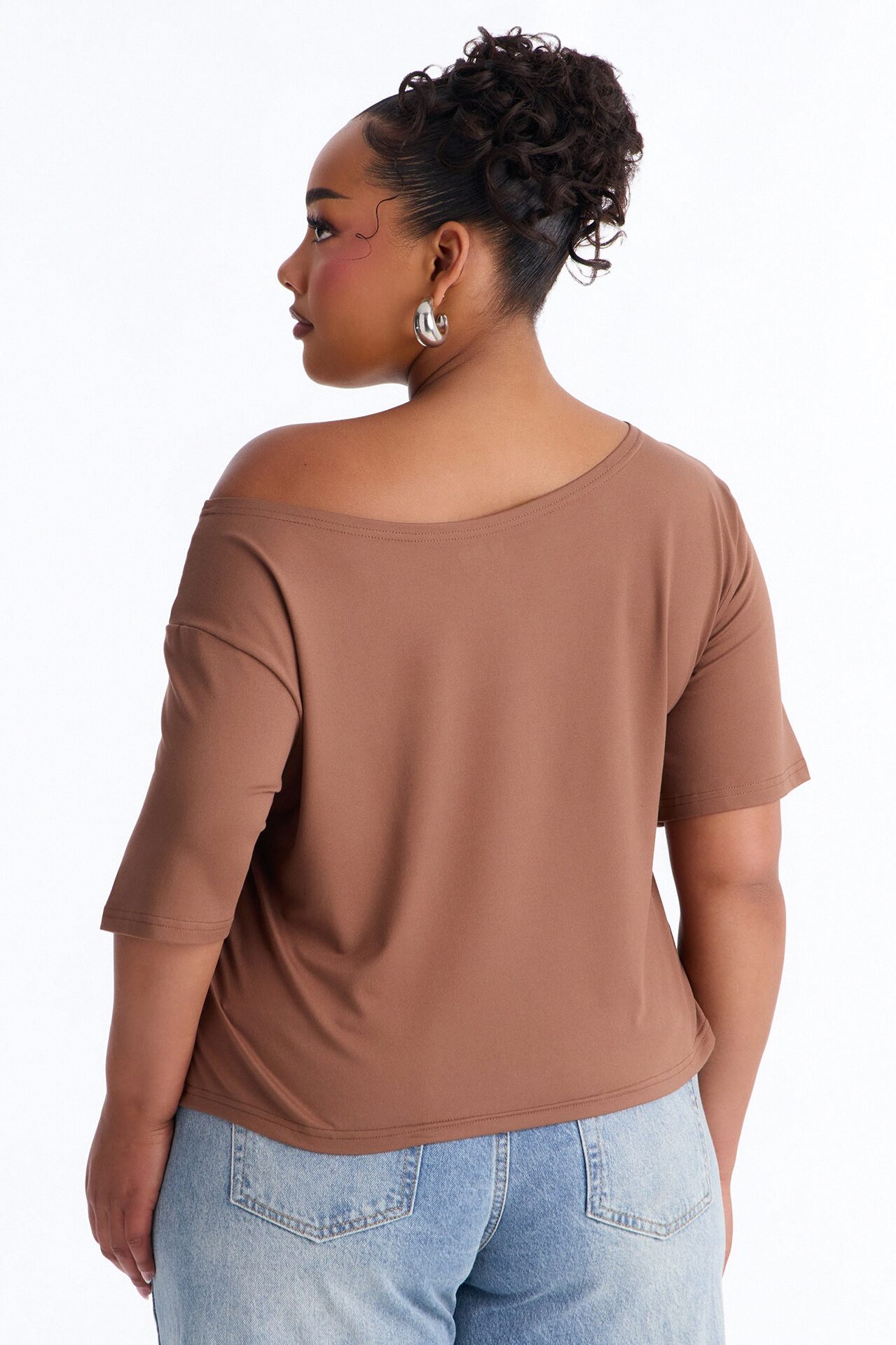 Def Leppard Lounge Off Shoulder Tee - Brown