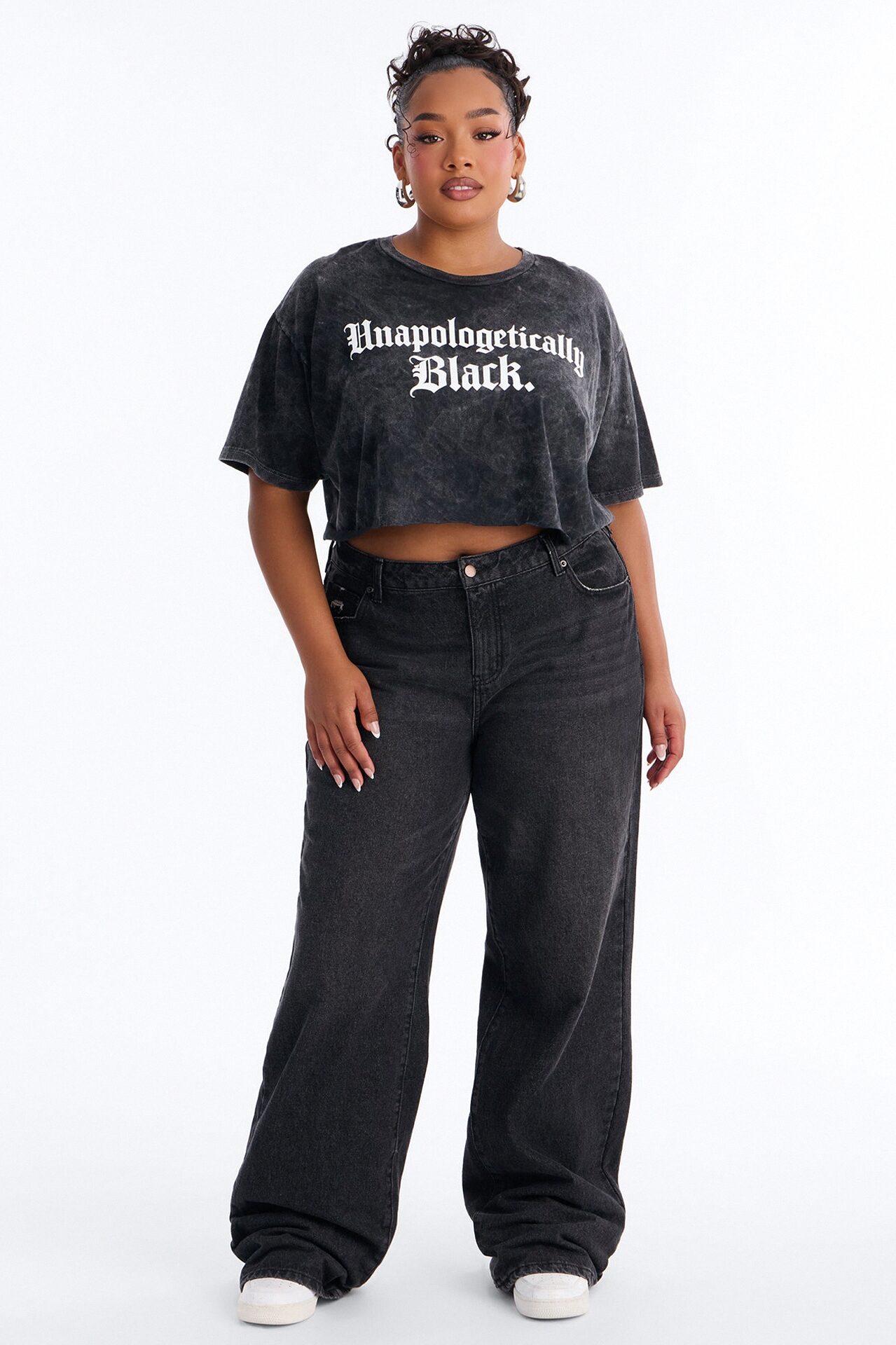 Unapologetically Black Cropped Washed Tee - Black