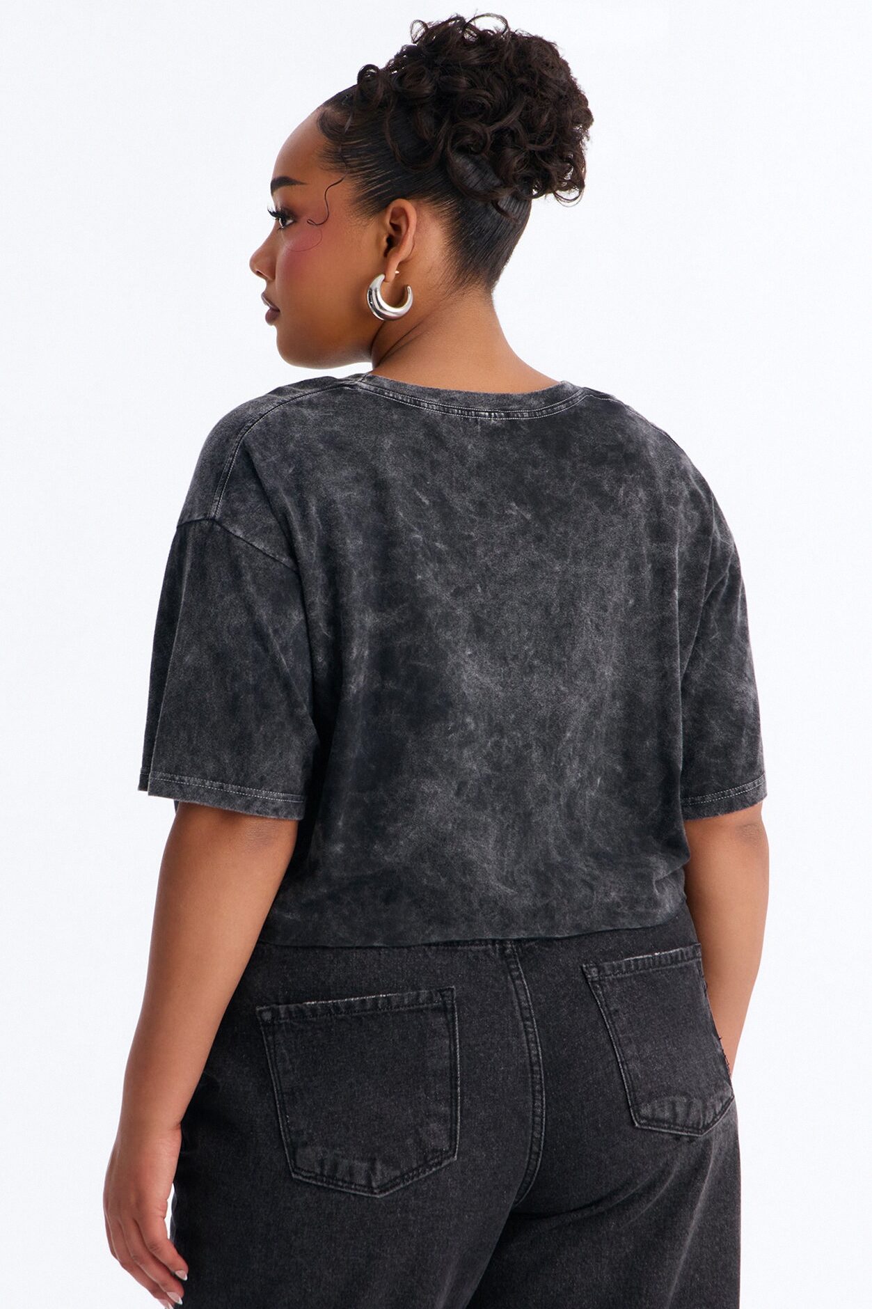 Unapologetically Black Cropped Washed Tee - Black