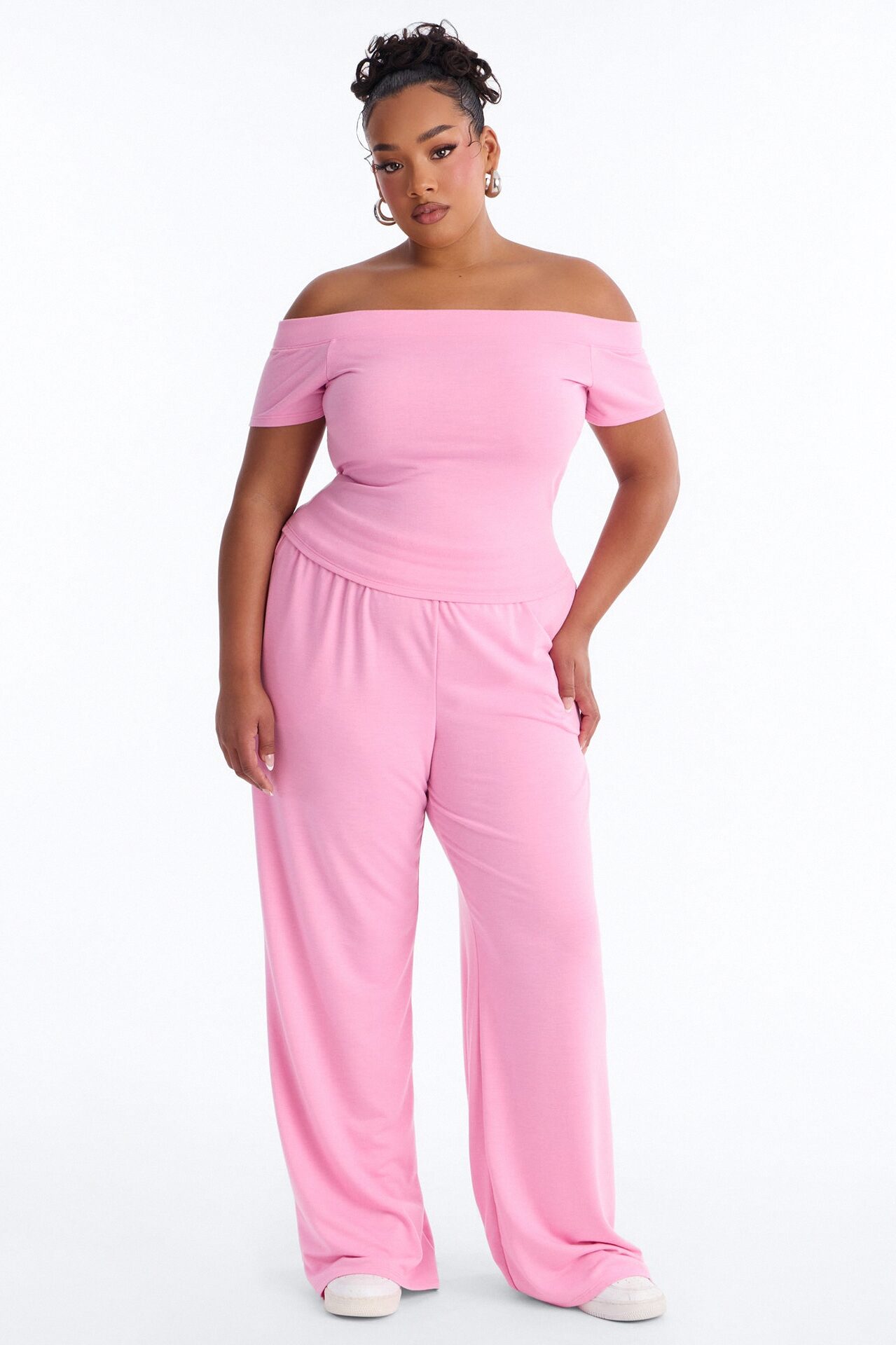 Maya Easy French Terry Pant Set - Pink