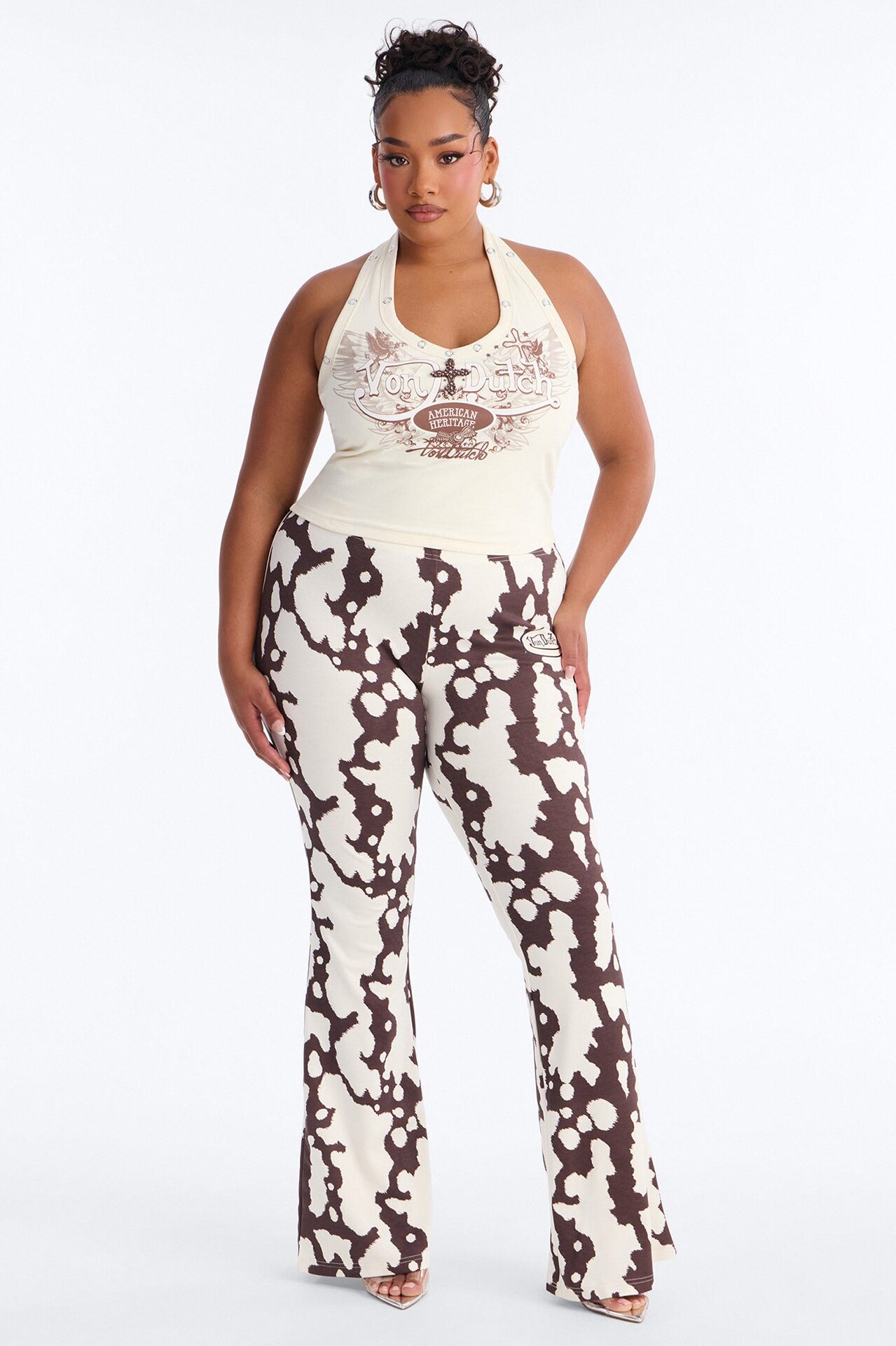 Von Dutch Giddy Up Flare Pant - Ivory/combo
