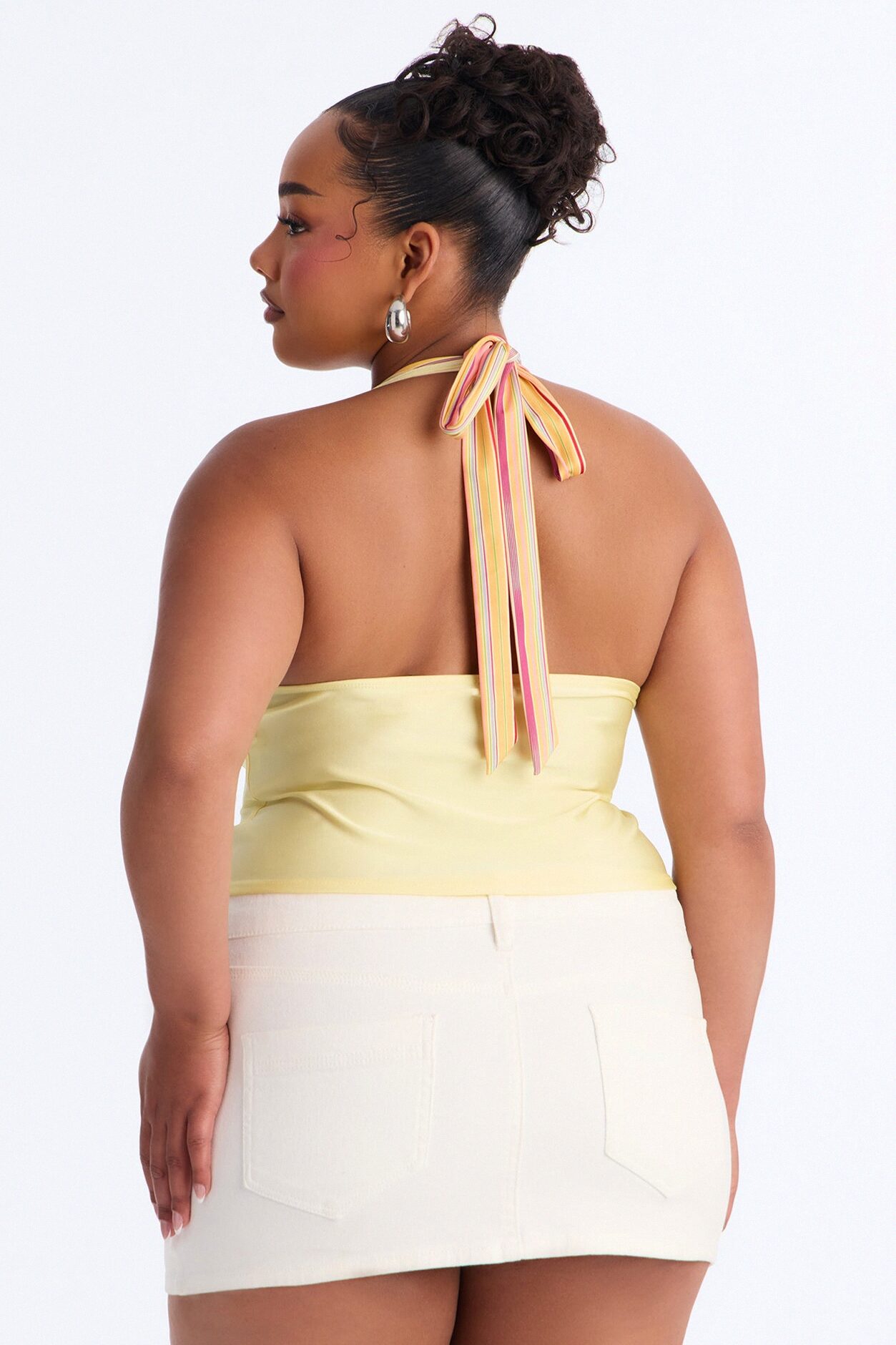 Sunny Outside Spring Striped Halter Top - Yellow/combo