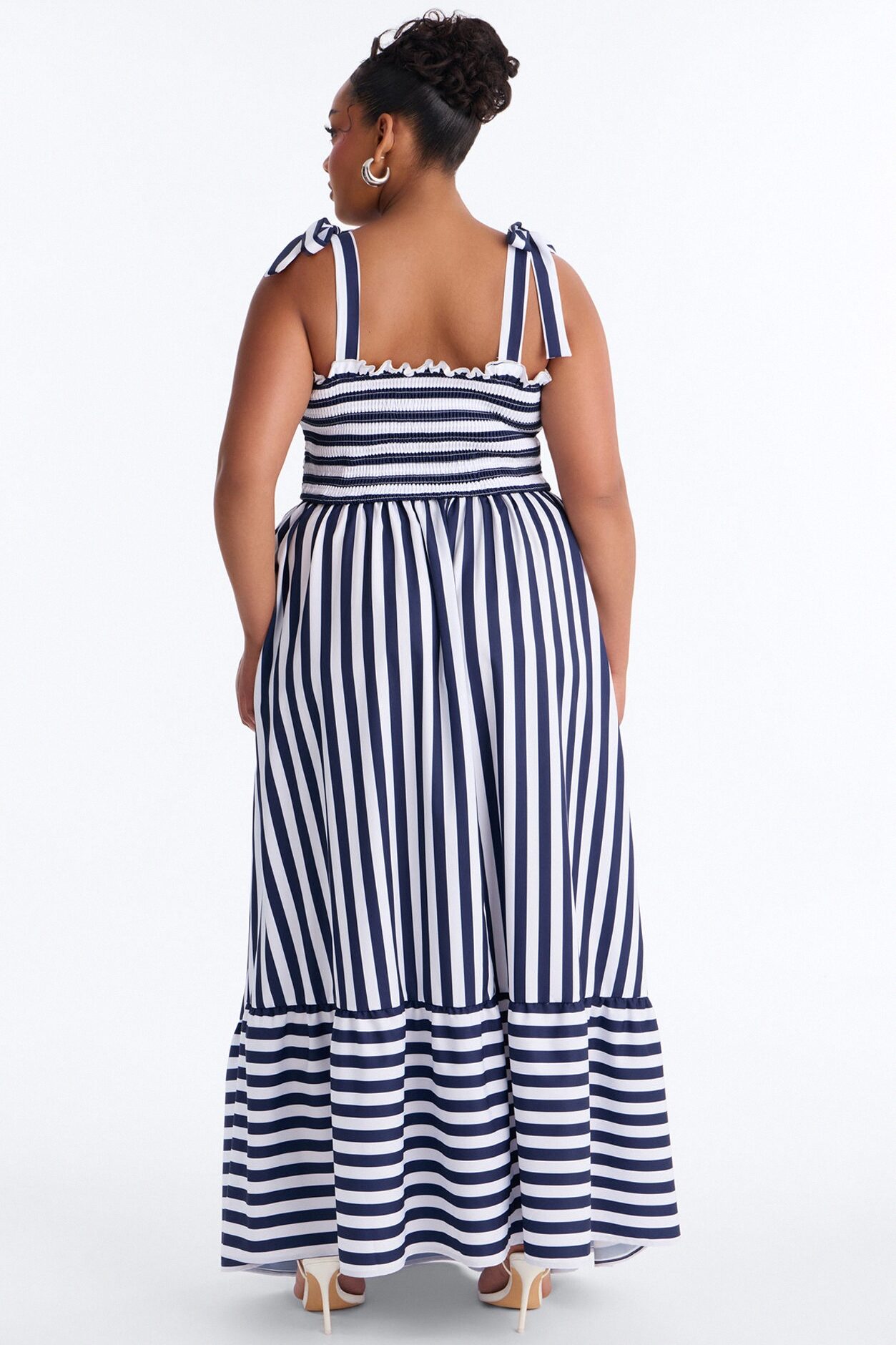 Marisol Stripe Maxi Skirt Set - Navy/combo