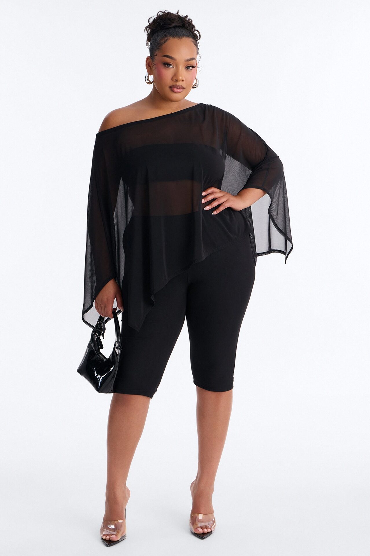 Eva Off Shoulder 3 Piece Capri Set - Black
