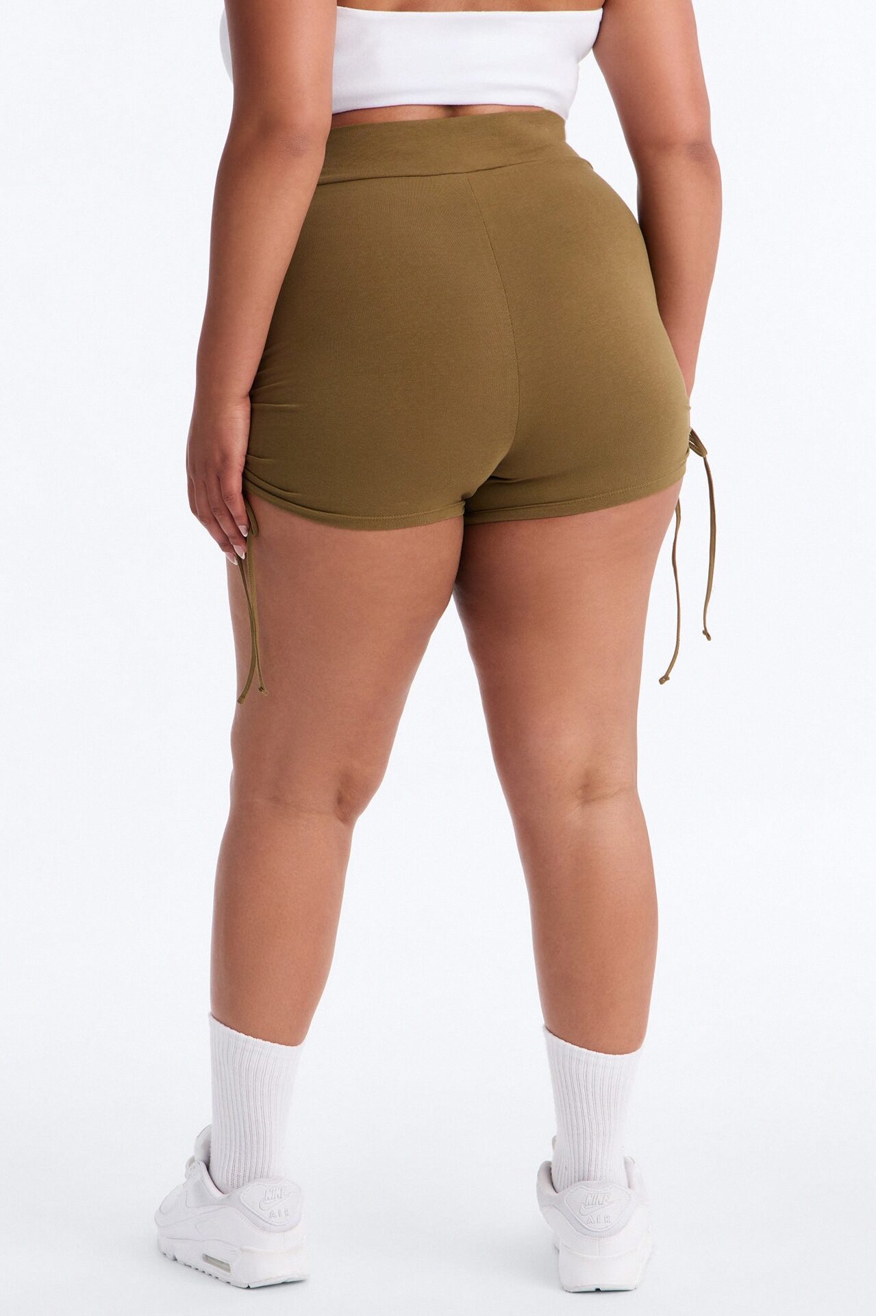 Melanie Ruched Biker Shorts - Olive