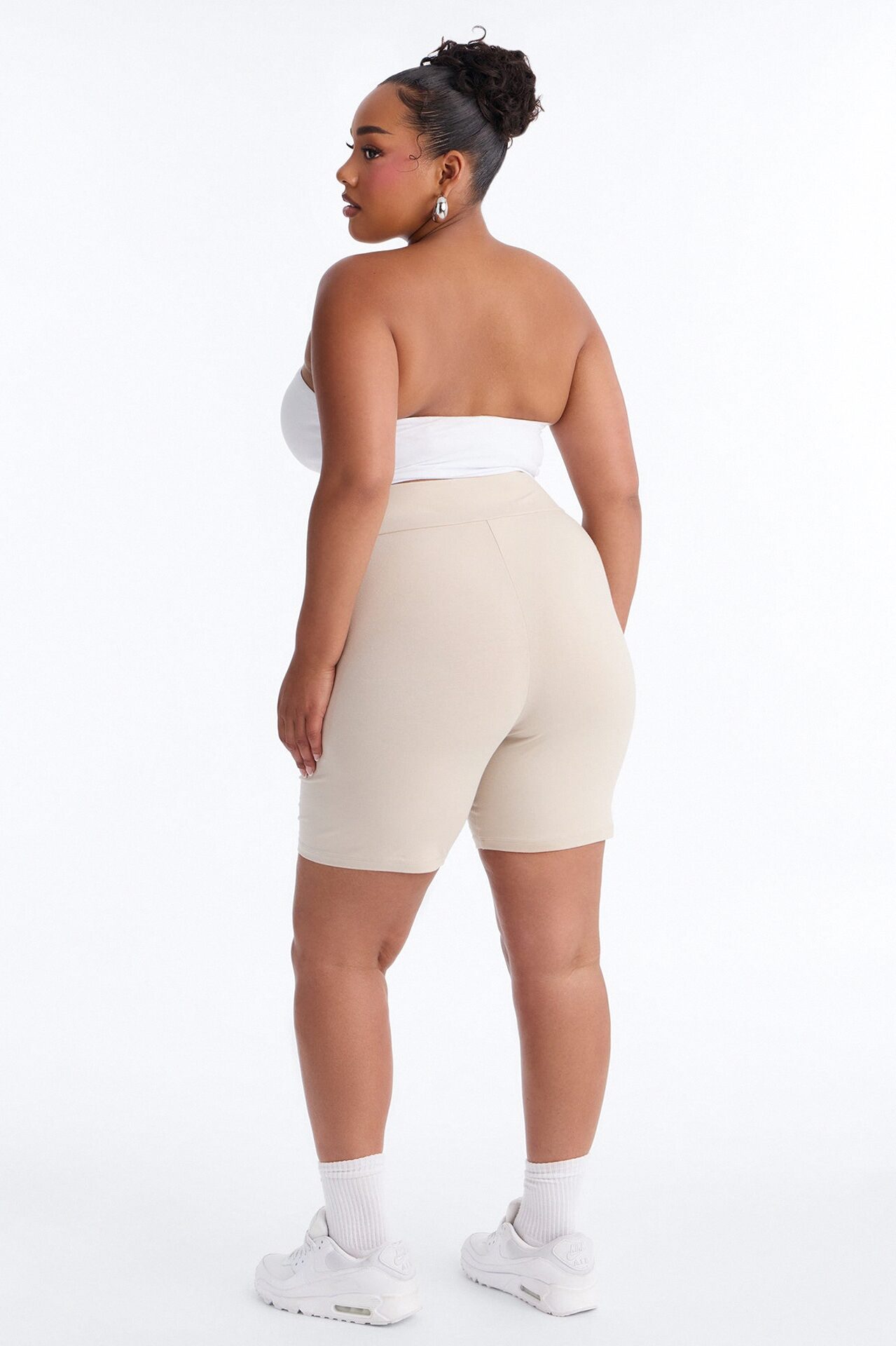 Quinn High Rise Everyday Cotton Biker Short 7″ - Stone
