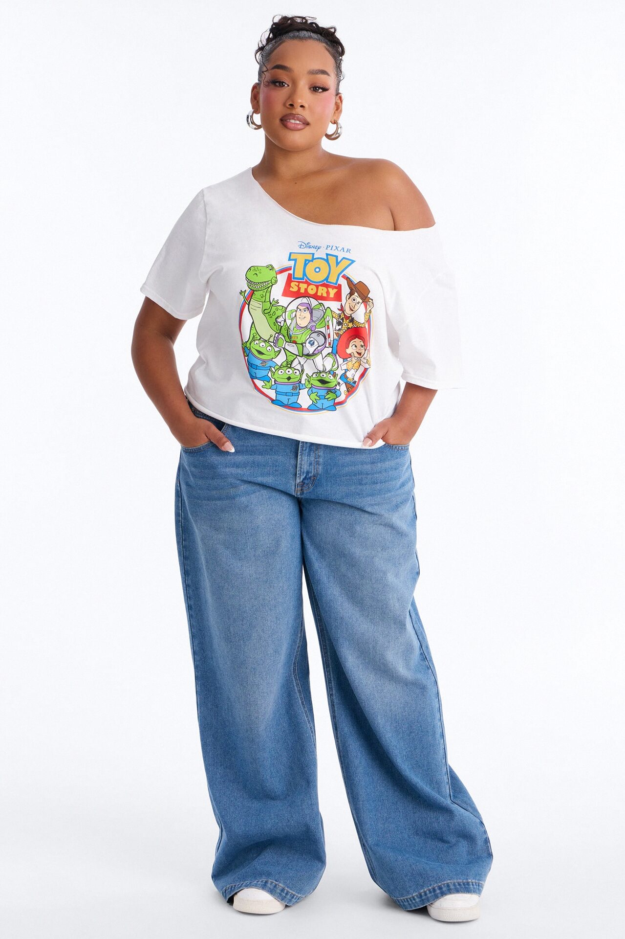 Toy Story Movie Off Shoulder Tee - White