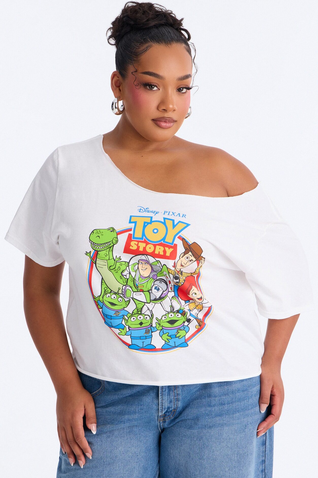 Toy Story Movie Off Shoulder Tee - White