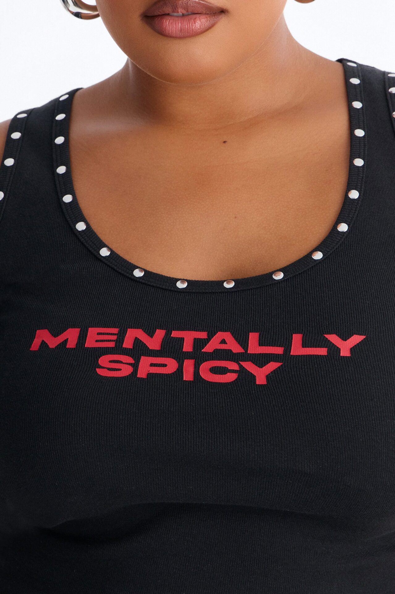 Mentally Spicey Studded Tank - Black