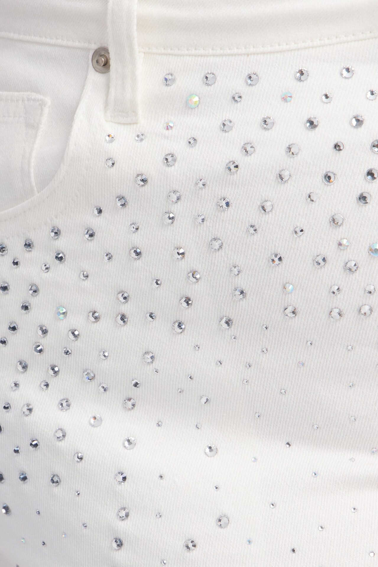 Silver Smoke Embellished Denim Shorts - White