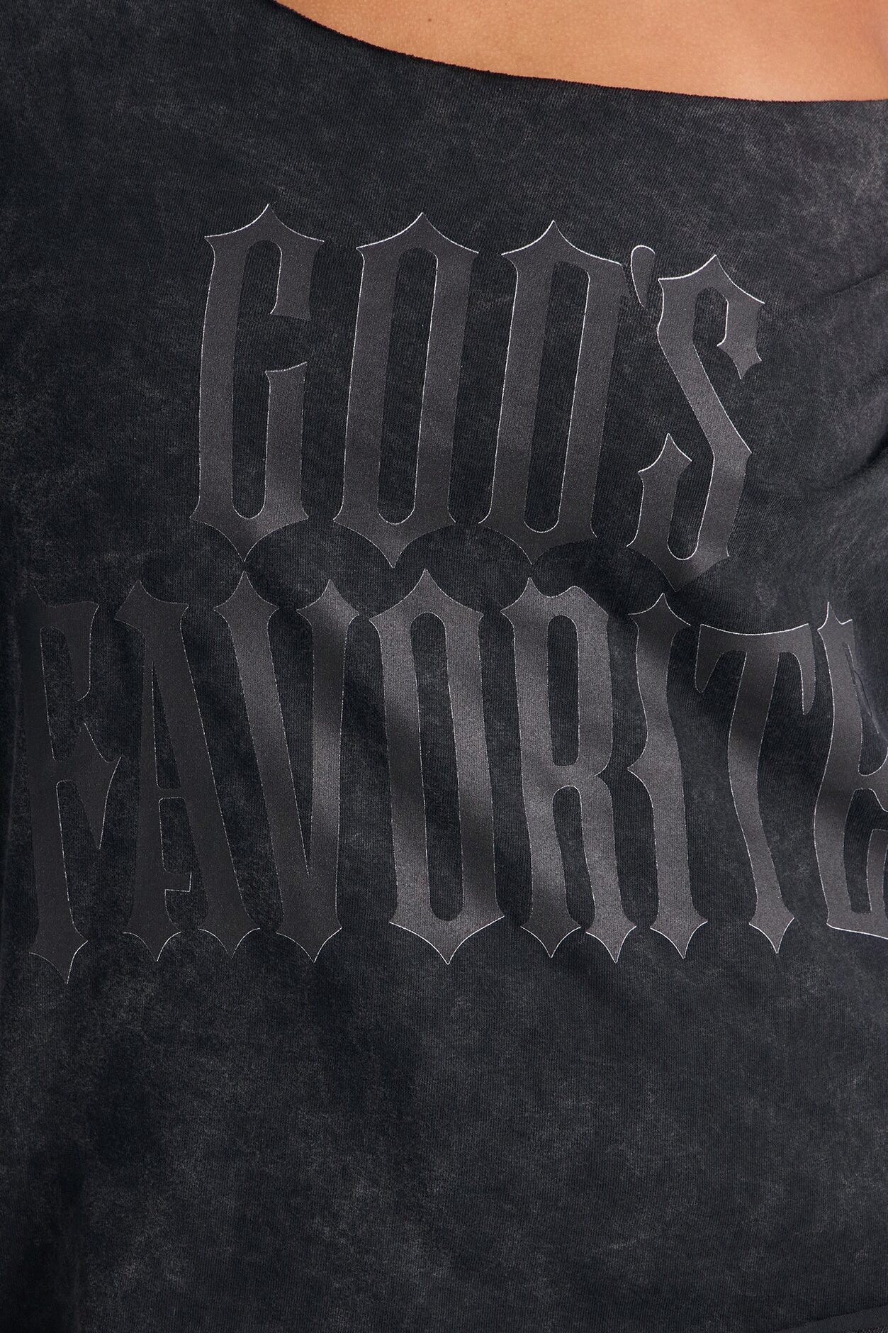 God's Favorite Washed Off Shoulder Tee - Charcoal