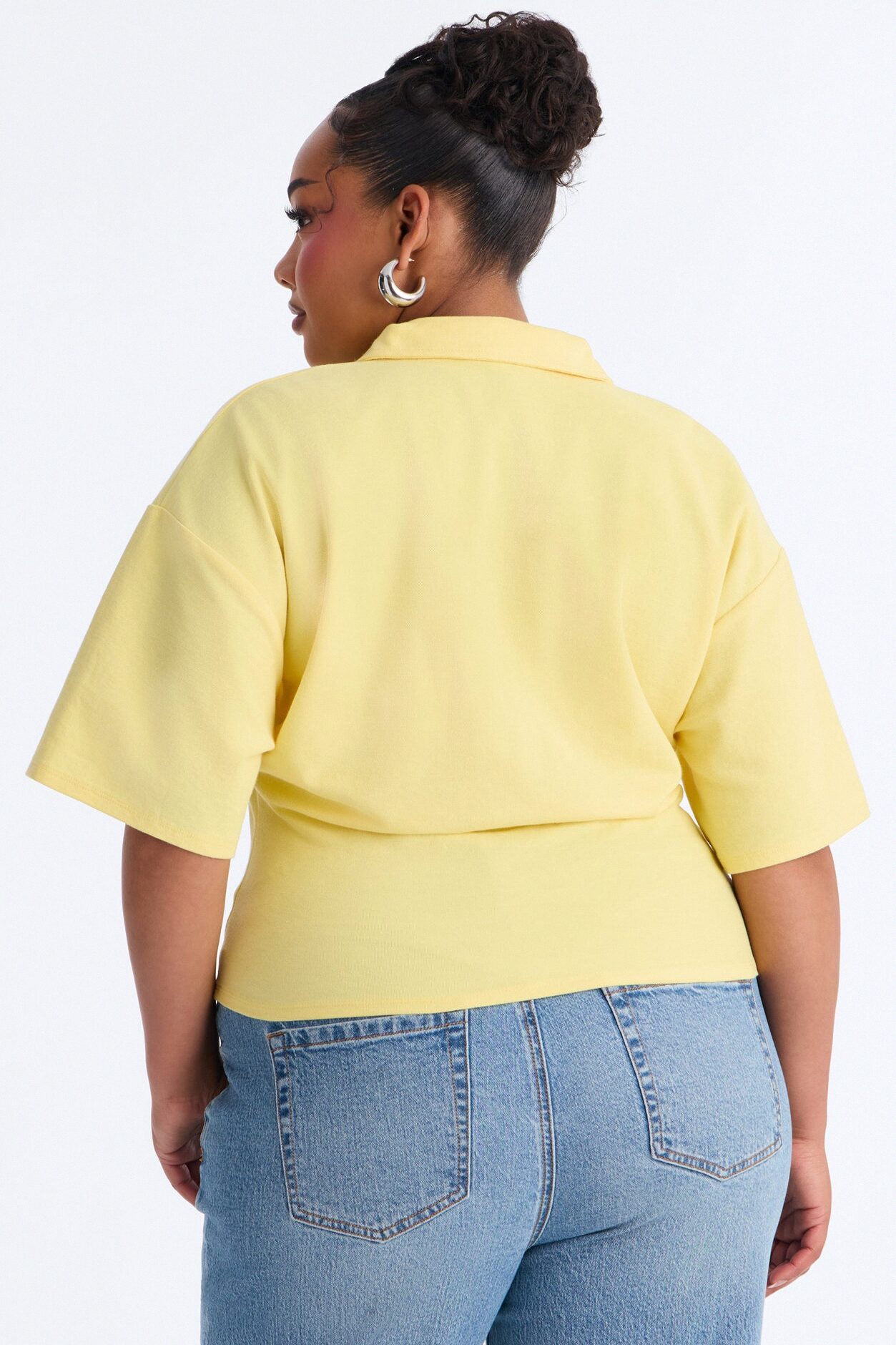 Street Serve Cinched Short Sleeve Polo Top - Butter Yellow