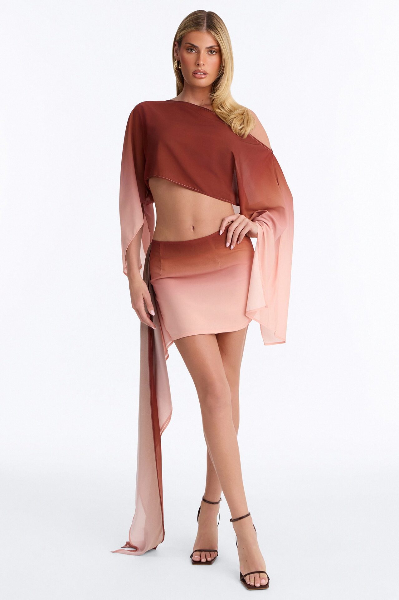 Sundown Escape Ombre Skirt Set - Rust/combo