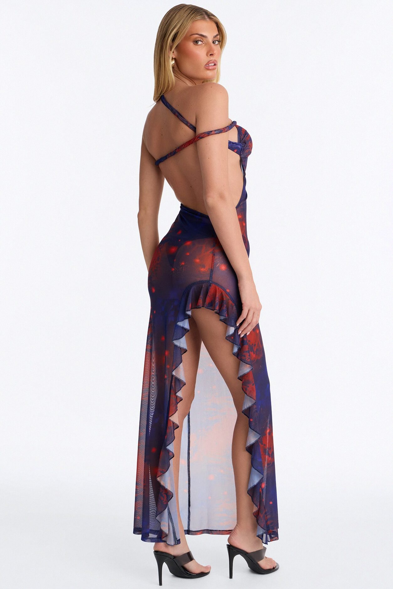 Island After Dark Mesh Maxi Dress - Blue/combo