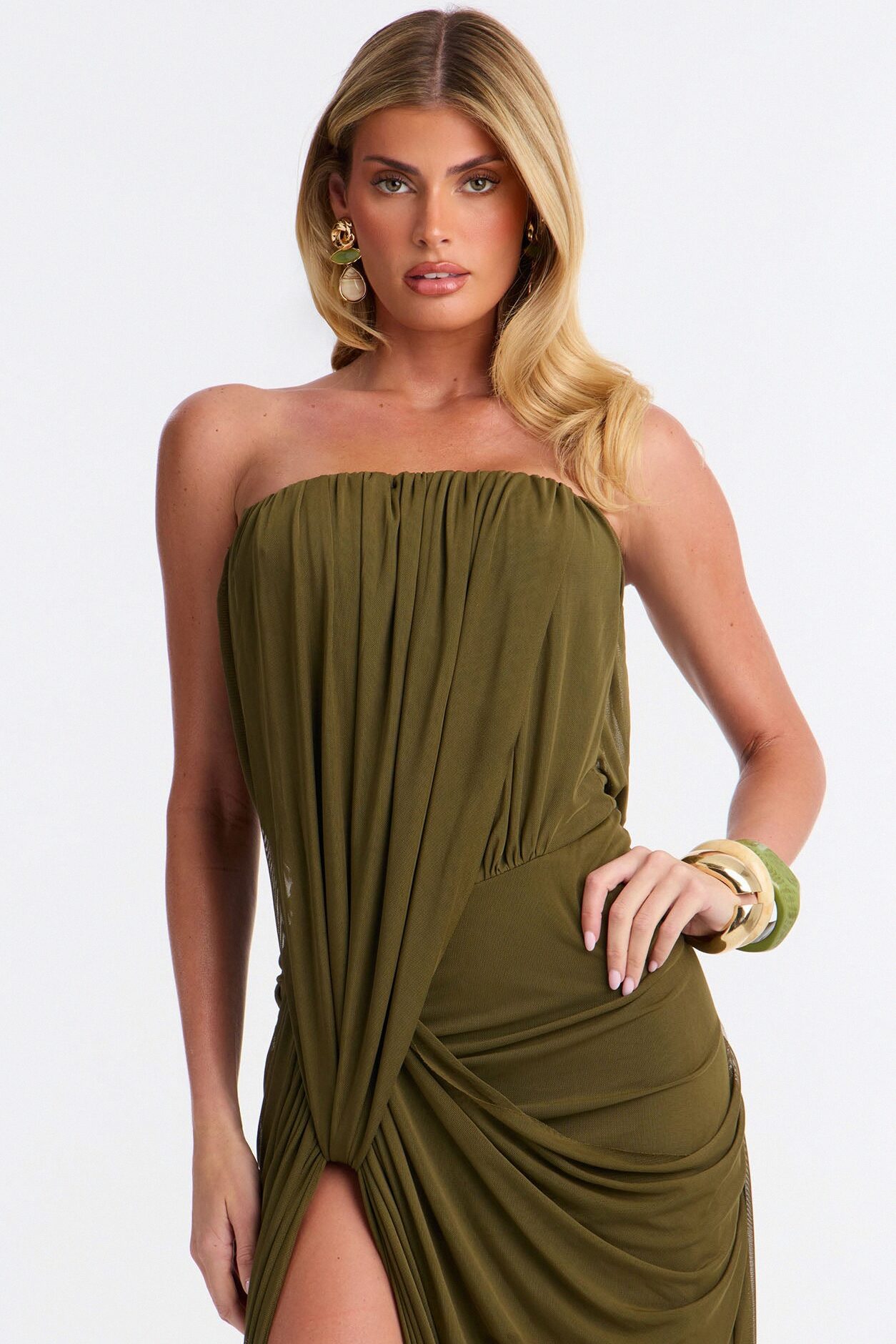 Jordynn Mesh Maxi Dress - Olive