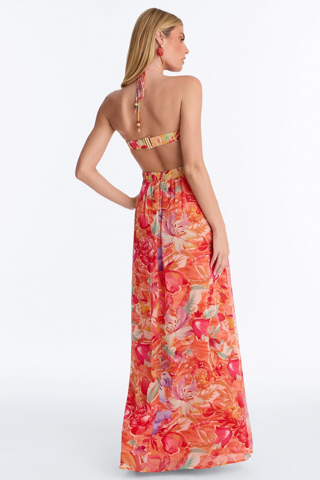Daydream Darling Chiffon Maxi Dress - Coral/combo