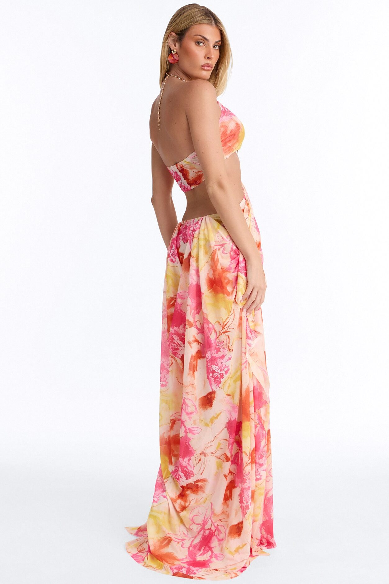 Hard To Ignore Mesh Maxi Dress - Pink/combo