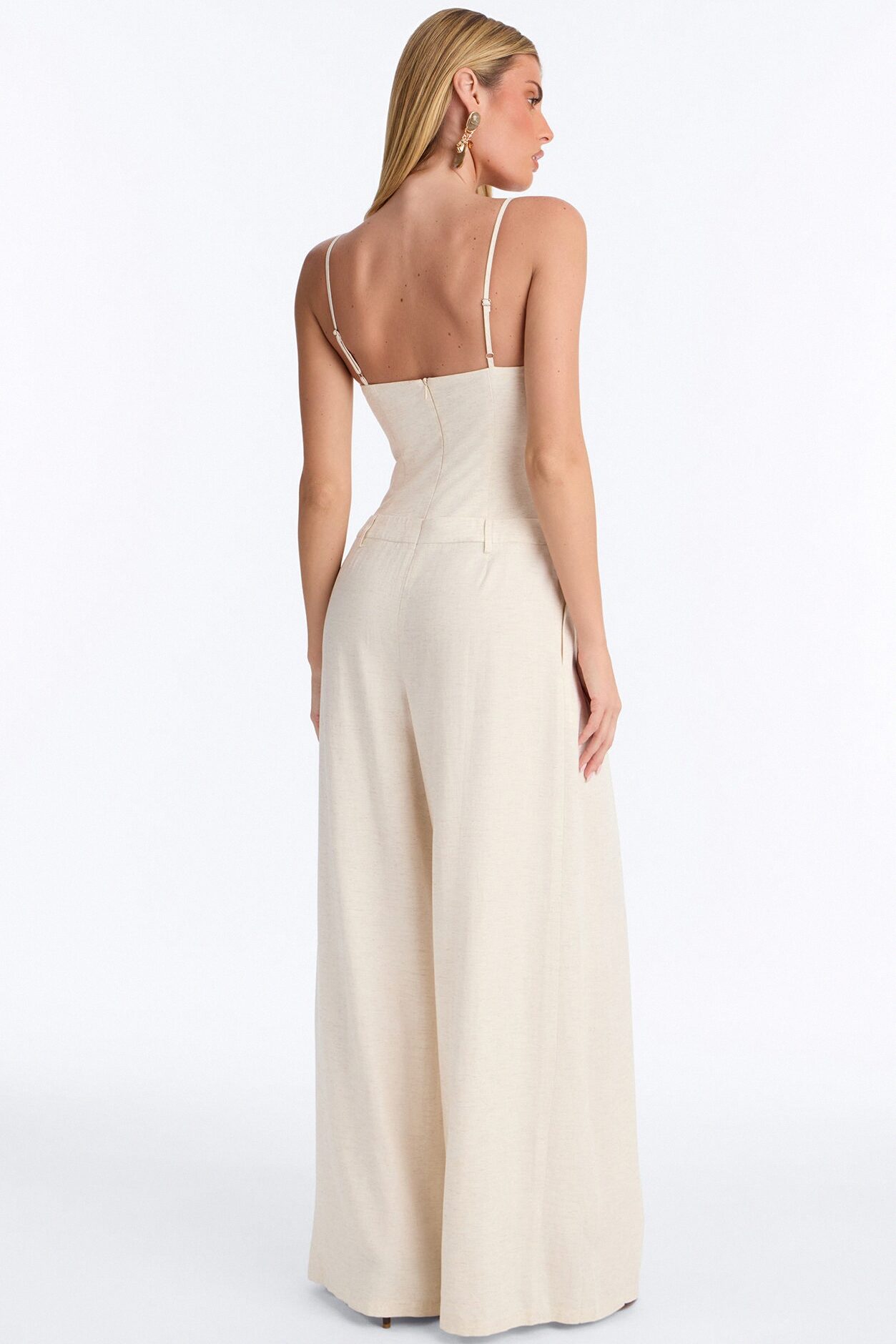 Amara Linen Wide Leg Jumpsuit - Oatmeal
