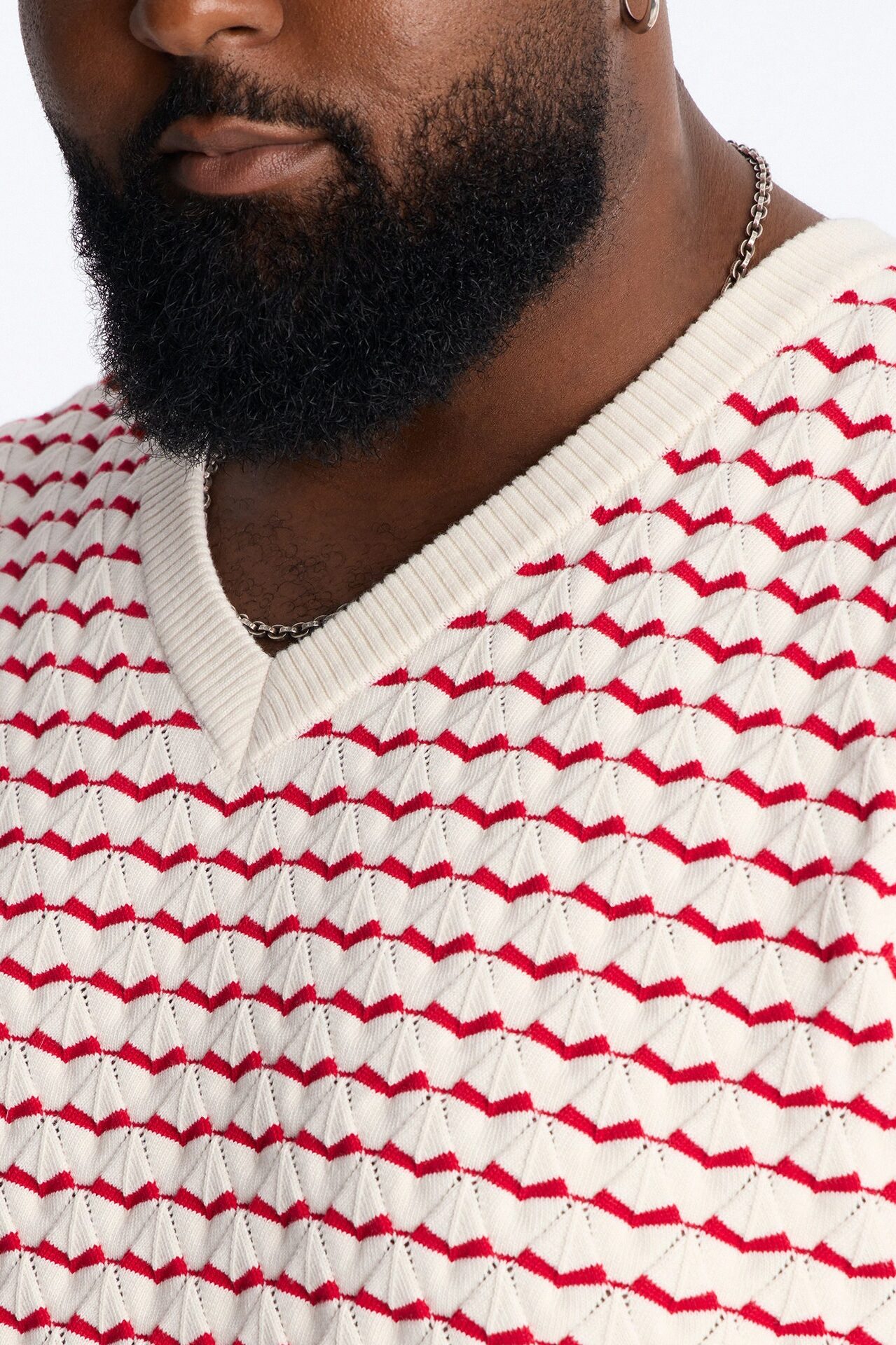 Diamond Textured Knit Tank - Cream/combo