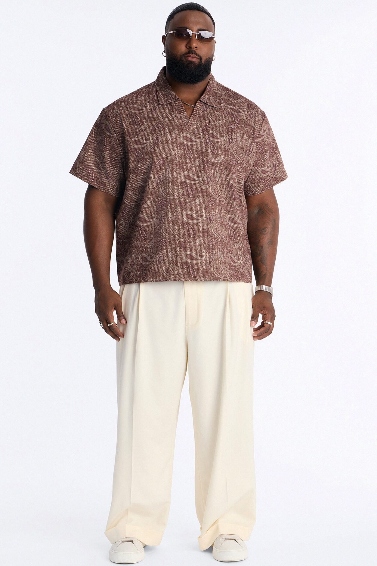 Relaxed Cormonte Paisley Polo - Brown